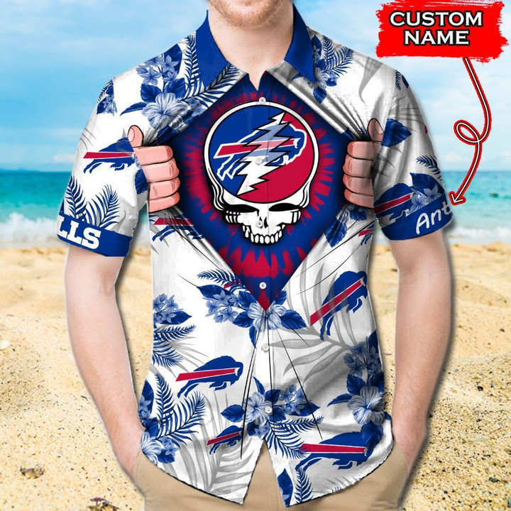 Personalized Buffalo Bills Grateful Dead Hawaiian Shirt Tropical Aloha Button Up