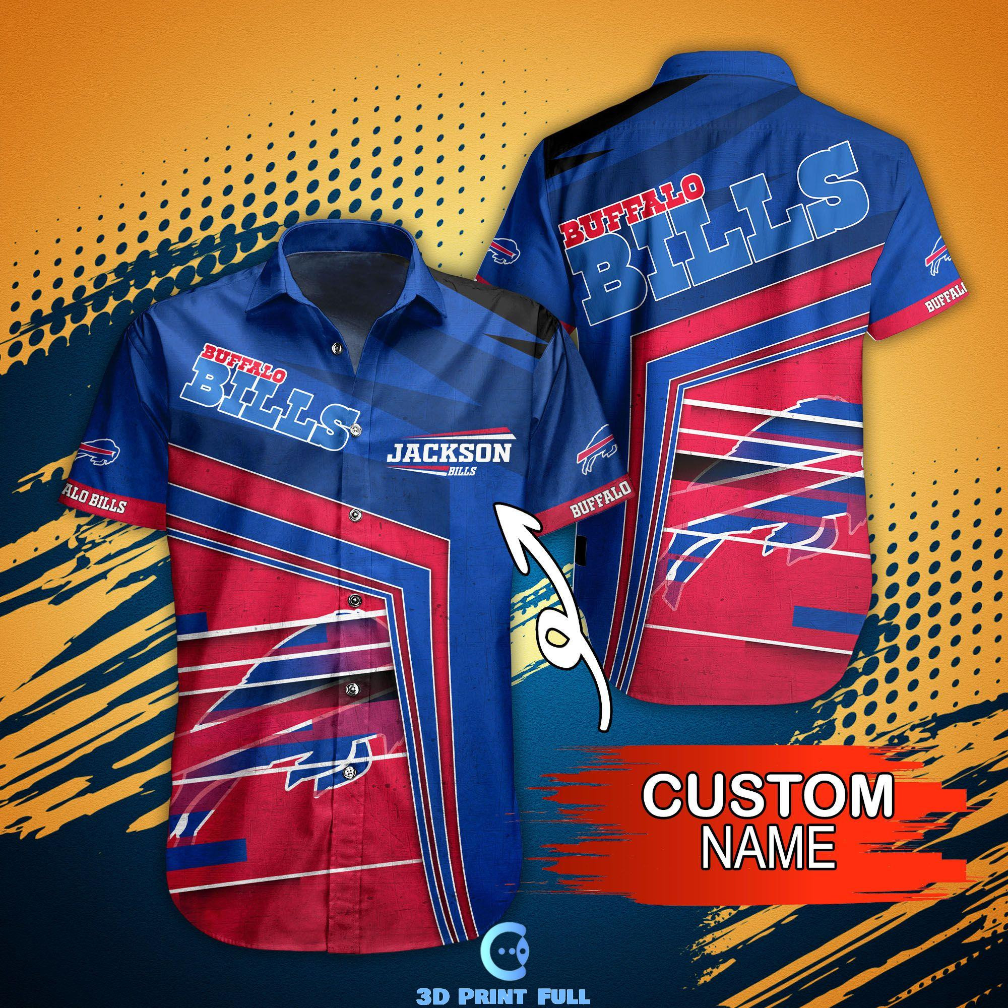 Personalized Buffalo Bills Logo Hawaiian Shirt Tropical Aloha Button Up