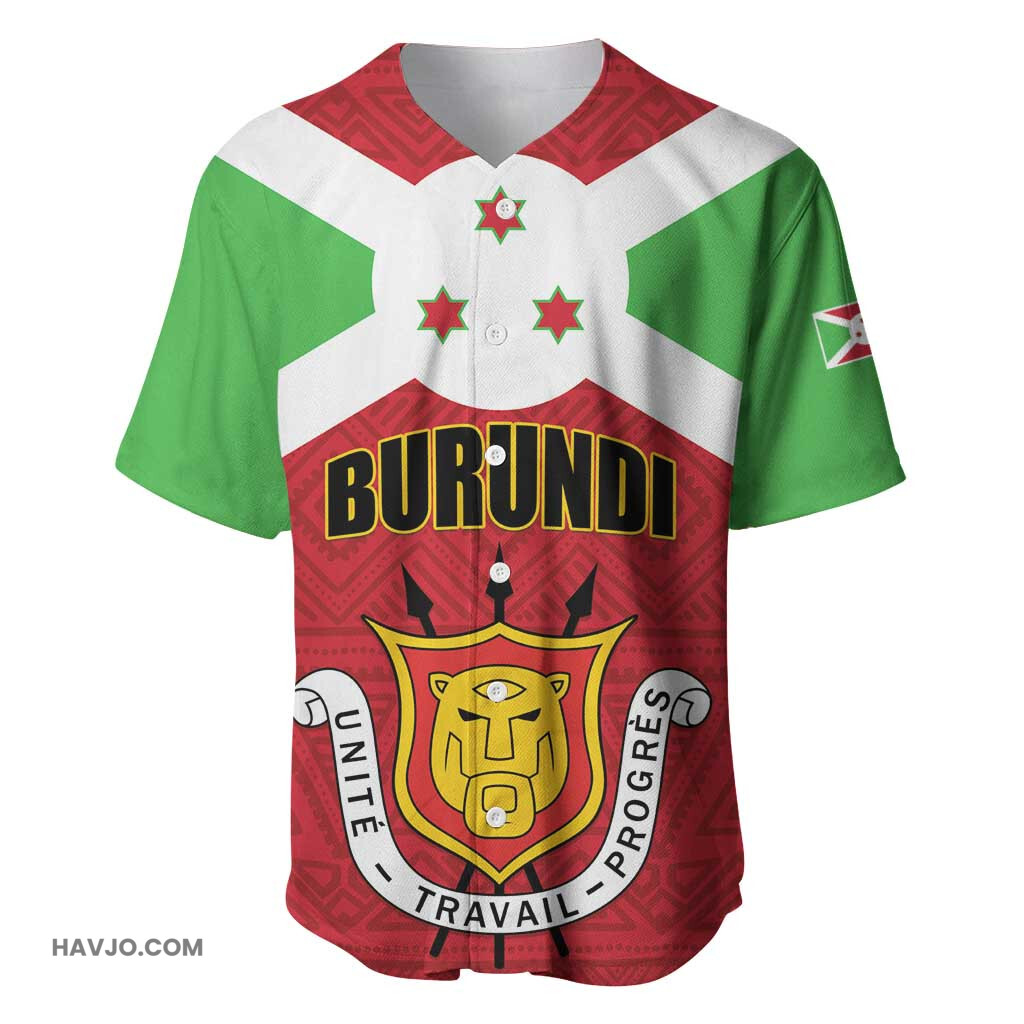 Personalized Burundi Coat Of Arms African Pattern Baseball Jersey