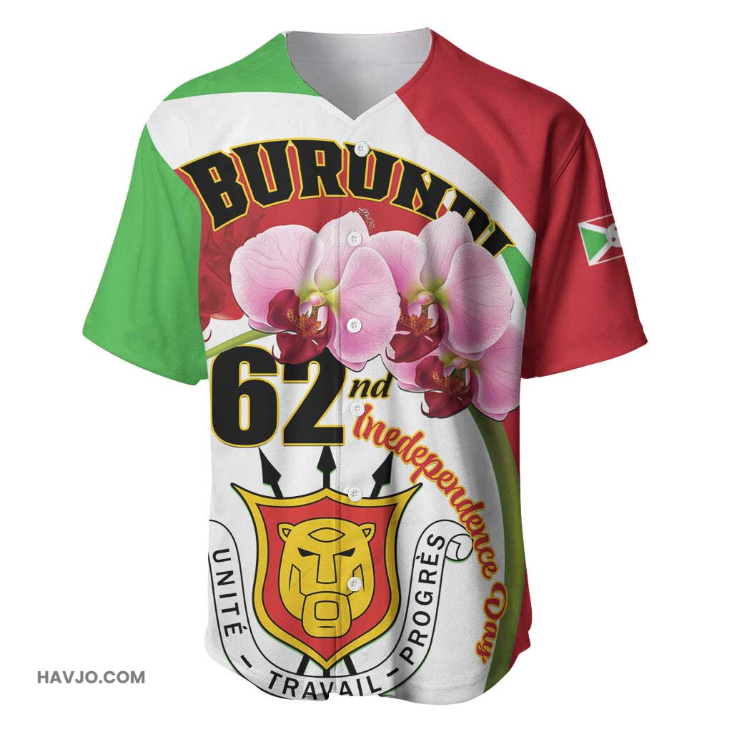 Personalized Burundi Independence Day Coat Of Arms Bujumbura Flower Baseball Jersey
