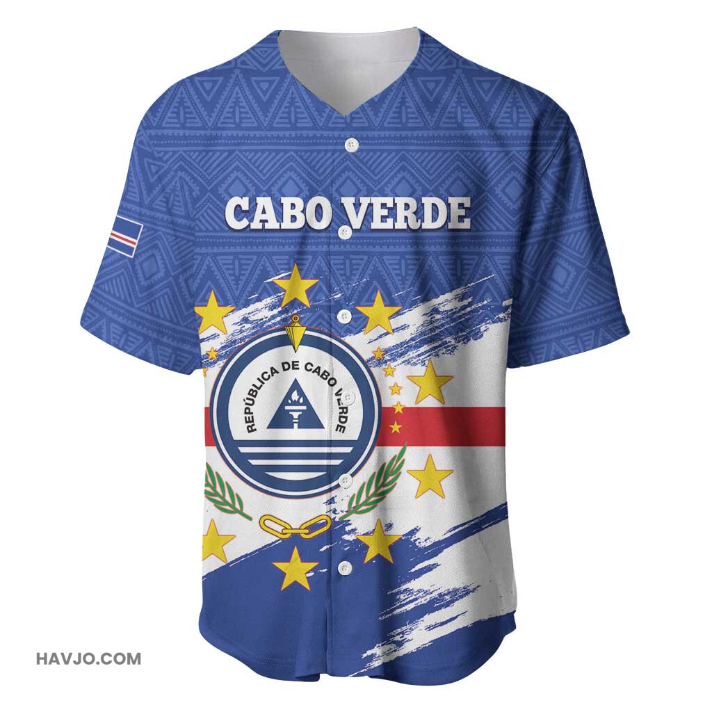 Personalized Cape Verde Coat Of Arms African Pattern Baseball Jersey