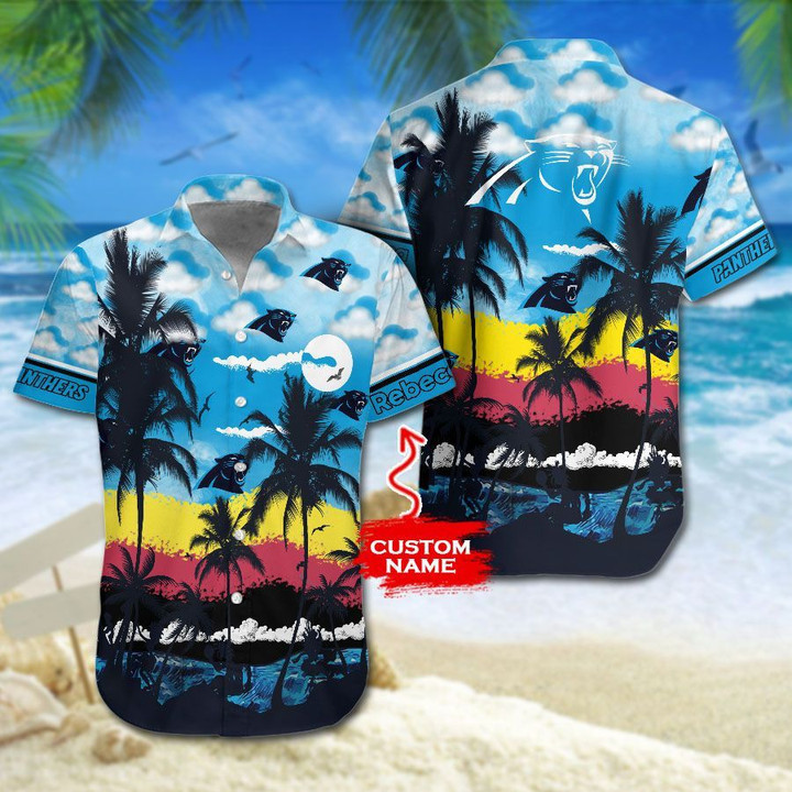 Personalized Carolina Panthers Hawaiian Shirt Tropical Aloha Button Up