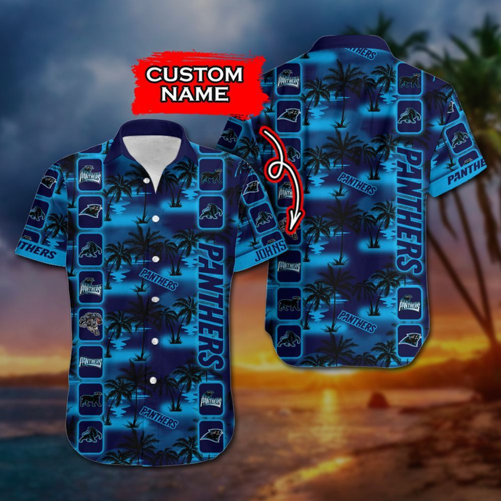 Personalized Carolina Panthers Hawaiian Shirt Tropical Aloha Button Up