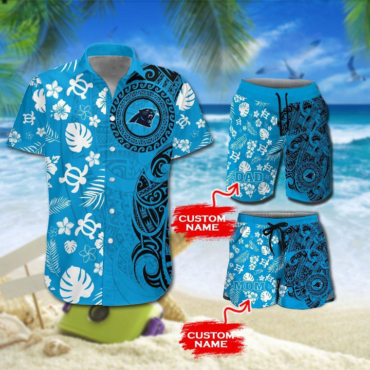 Personalized Carolina Panthers Hawaiian Shirt Tropical Aloha Button Up