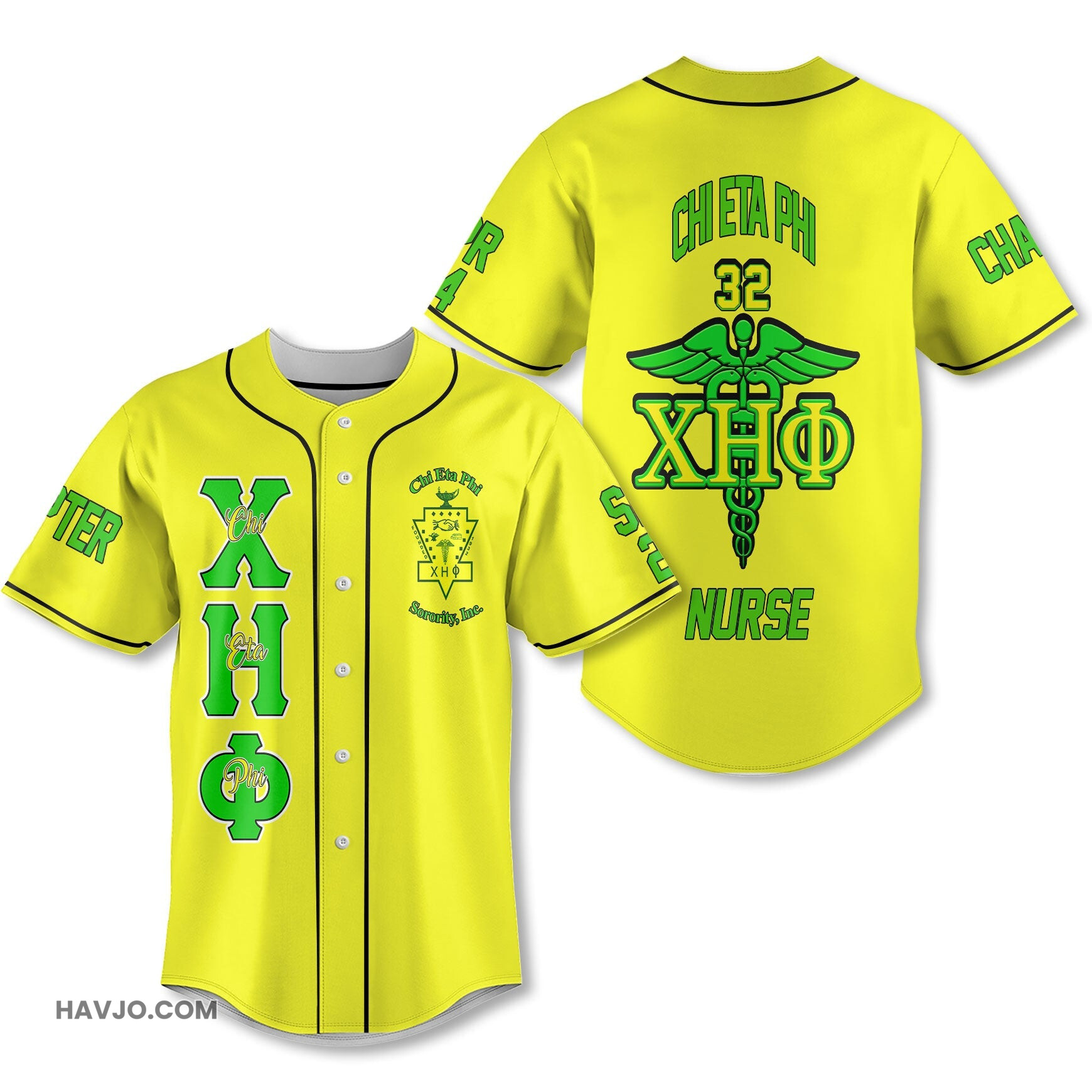 Personalized Chi Eta Phi Yellow CEP Cross Style Baseball Jersey