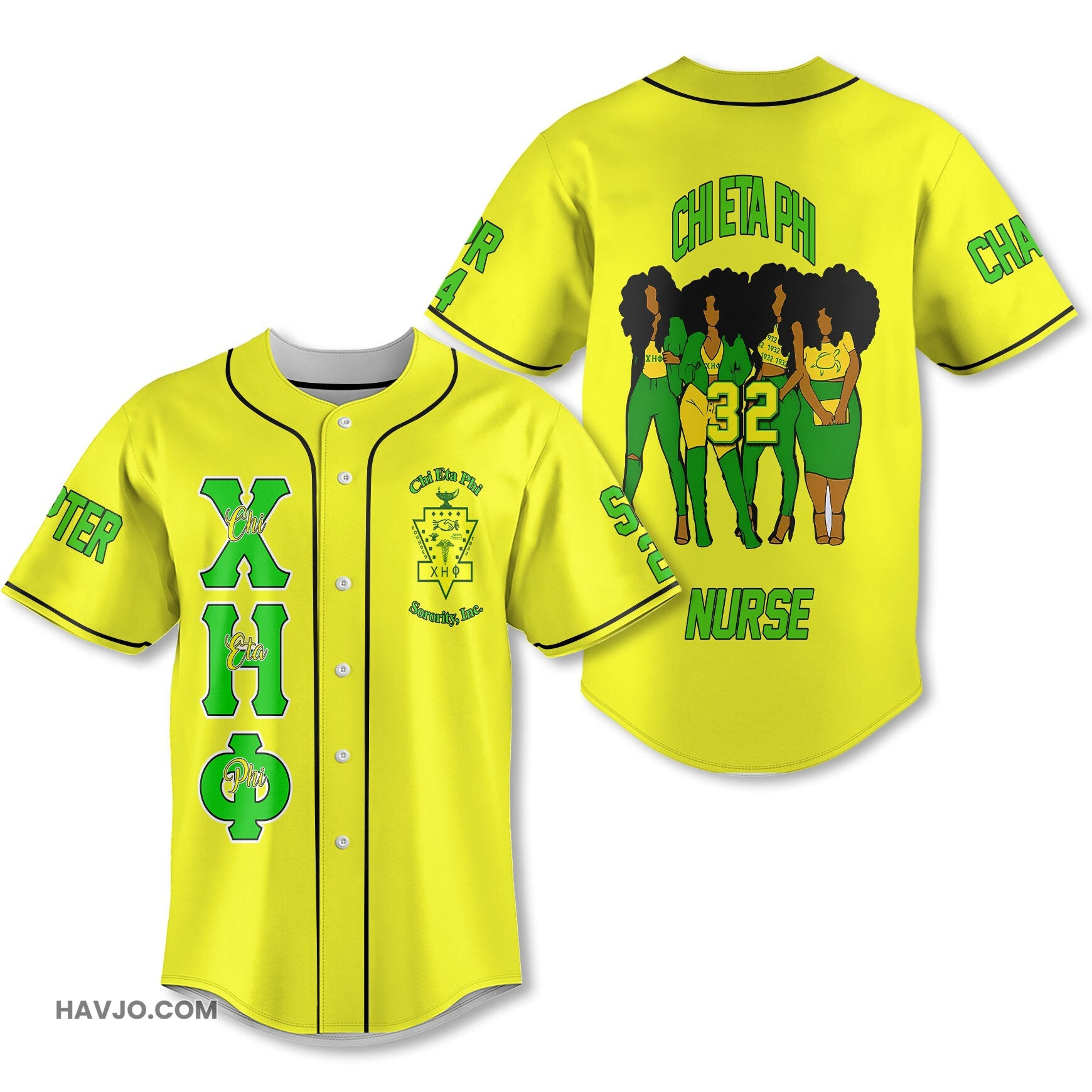 Personalized Chi Eta Phi Yellow CEP Women Style Baseball Jersey