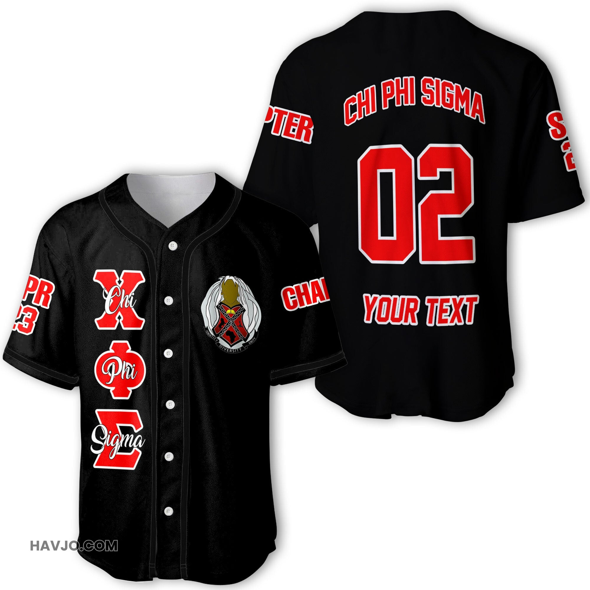 Personalized Chi Phi Sigma Original Dark Style Baseball Jersey