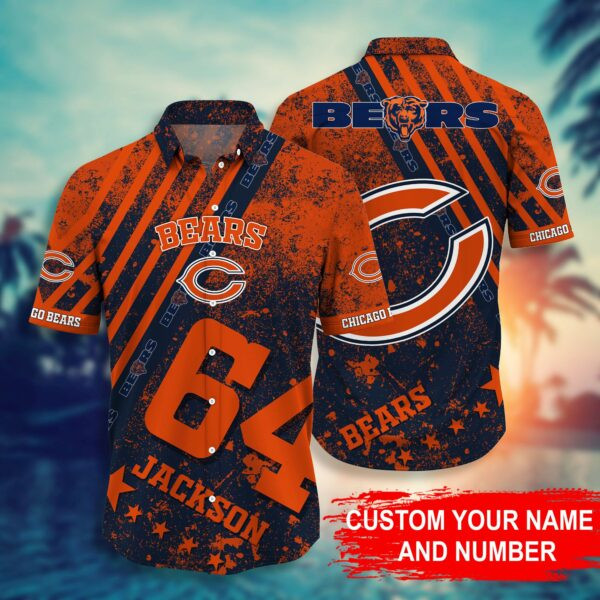 Personalized Chicago Bears Logo Hawaiian Shirt Tropical Aloha Button Up
