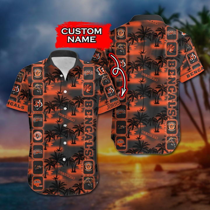 Personalized Cincinnati Bengals Hawaiian Shirt Tropical Aloha Button Up