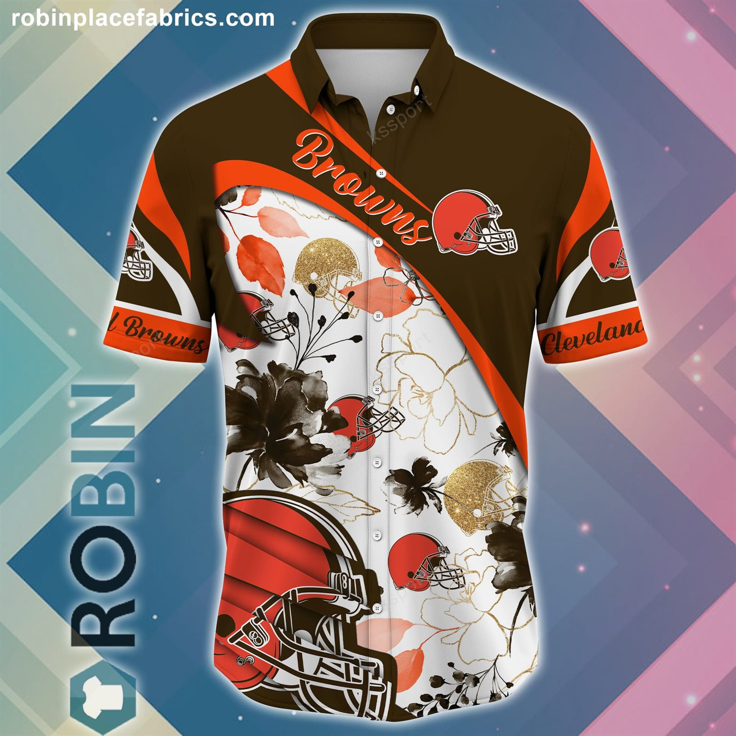 Personalized Cleveland Browns Hawaiian Shirt Tropical Aloha Button Up