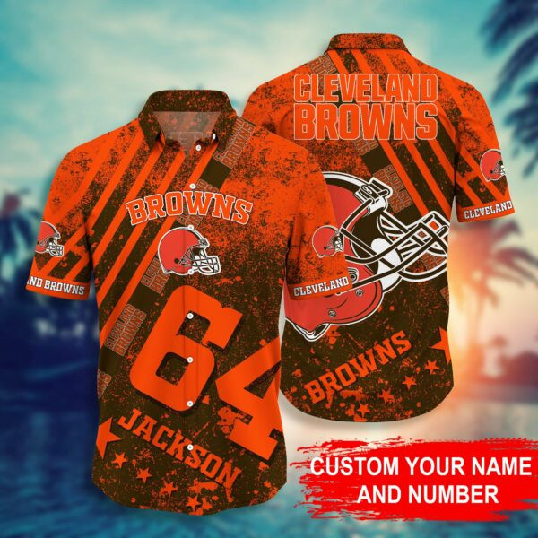 Personalized Cleveland Browns1 Hawaiian Shirt Tropical Aloha Button Up