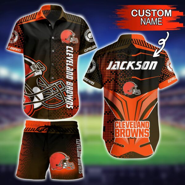 Personalized Cleveland Browns4 Hawaiian Shirt Tropical Aloha Button Up