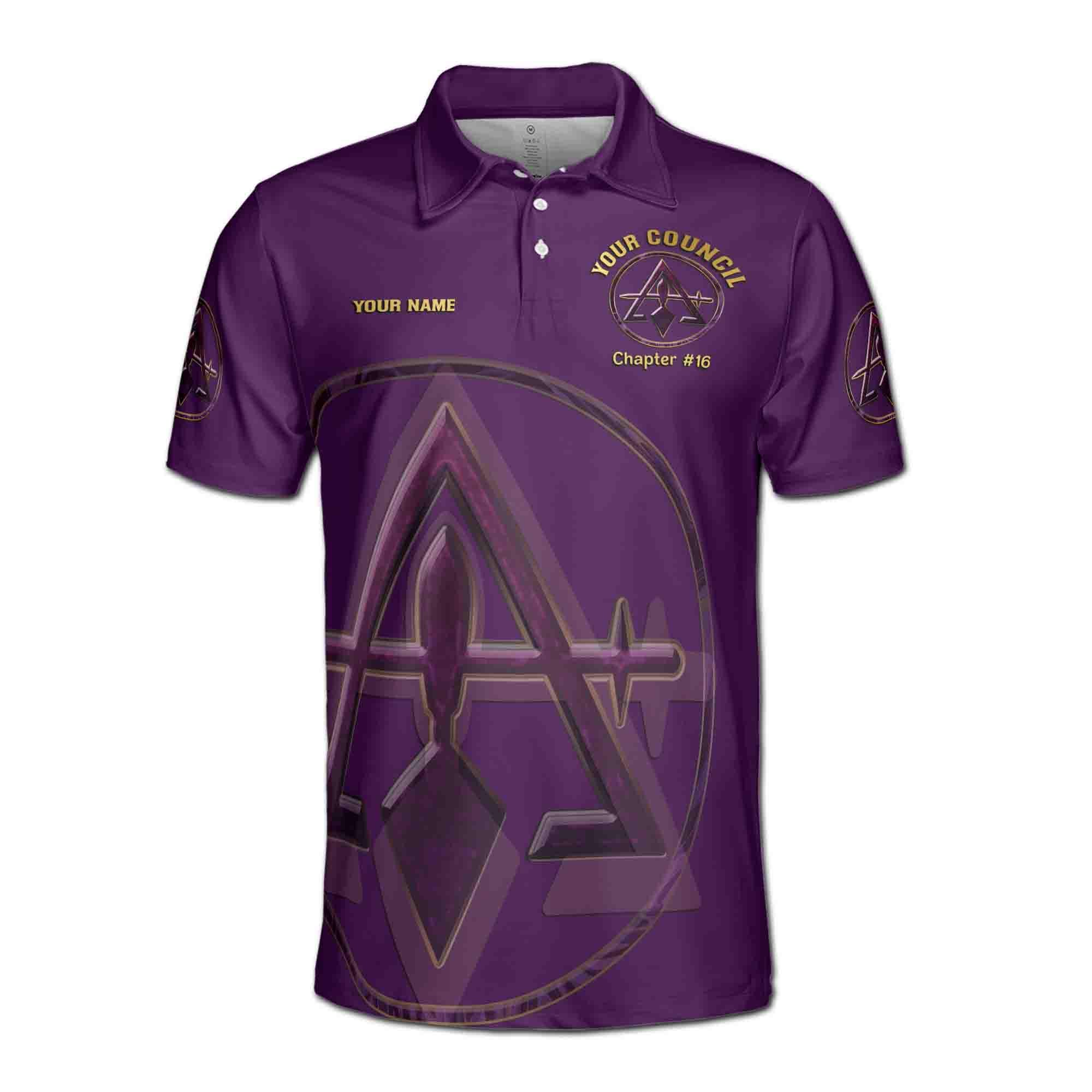 Alternative view of Personalized Court York Rite Marble Purple Logo Men's Polo Shirt