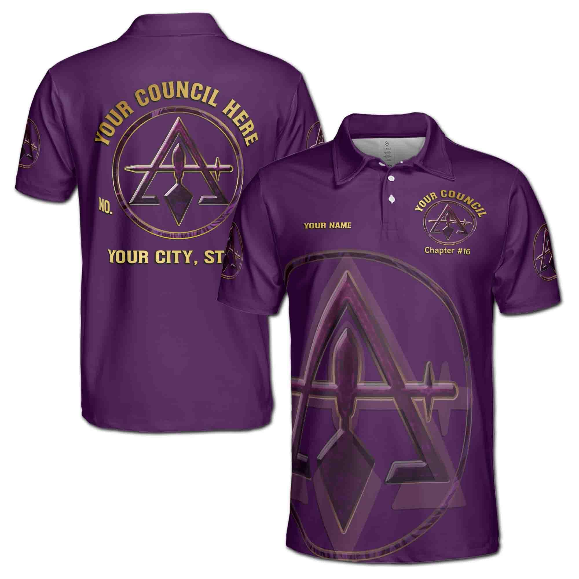 Personalized Court York Rite Marble Purple Logo Men's Polo Shirt