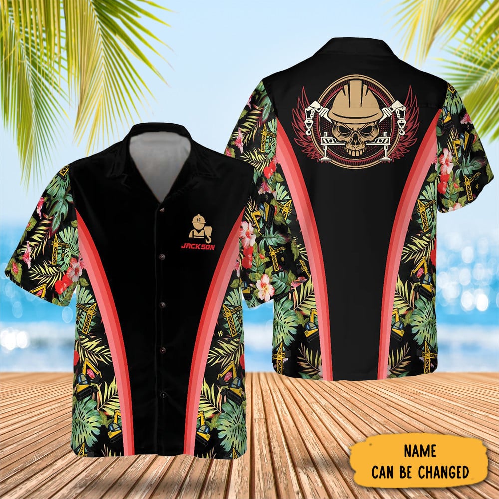 Personalized Crane Operator Tropical Hawaiian Shirt Vacation Button Up Crane Operator Gifts
