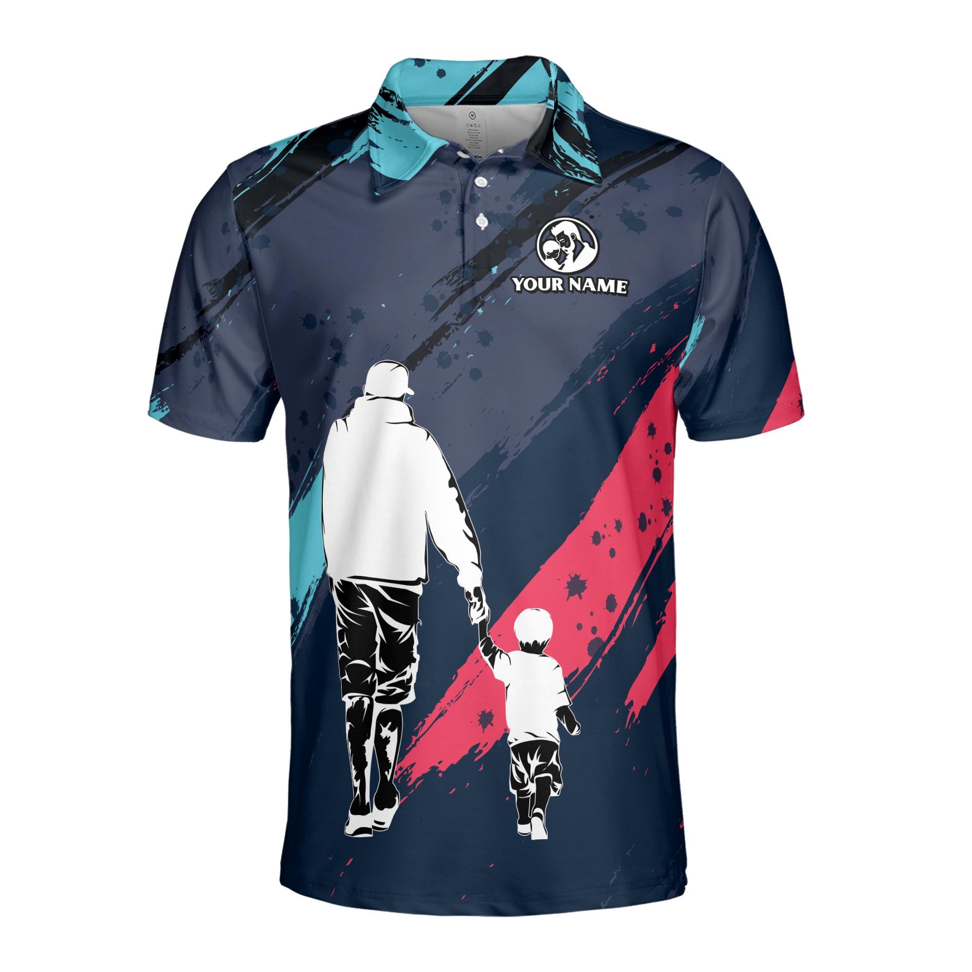 Personalized Dad Polo Shirt: Colorful Splash 3D Print, Adventure Gift