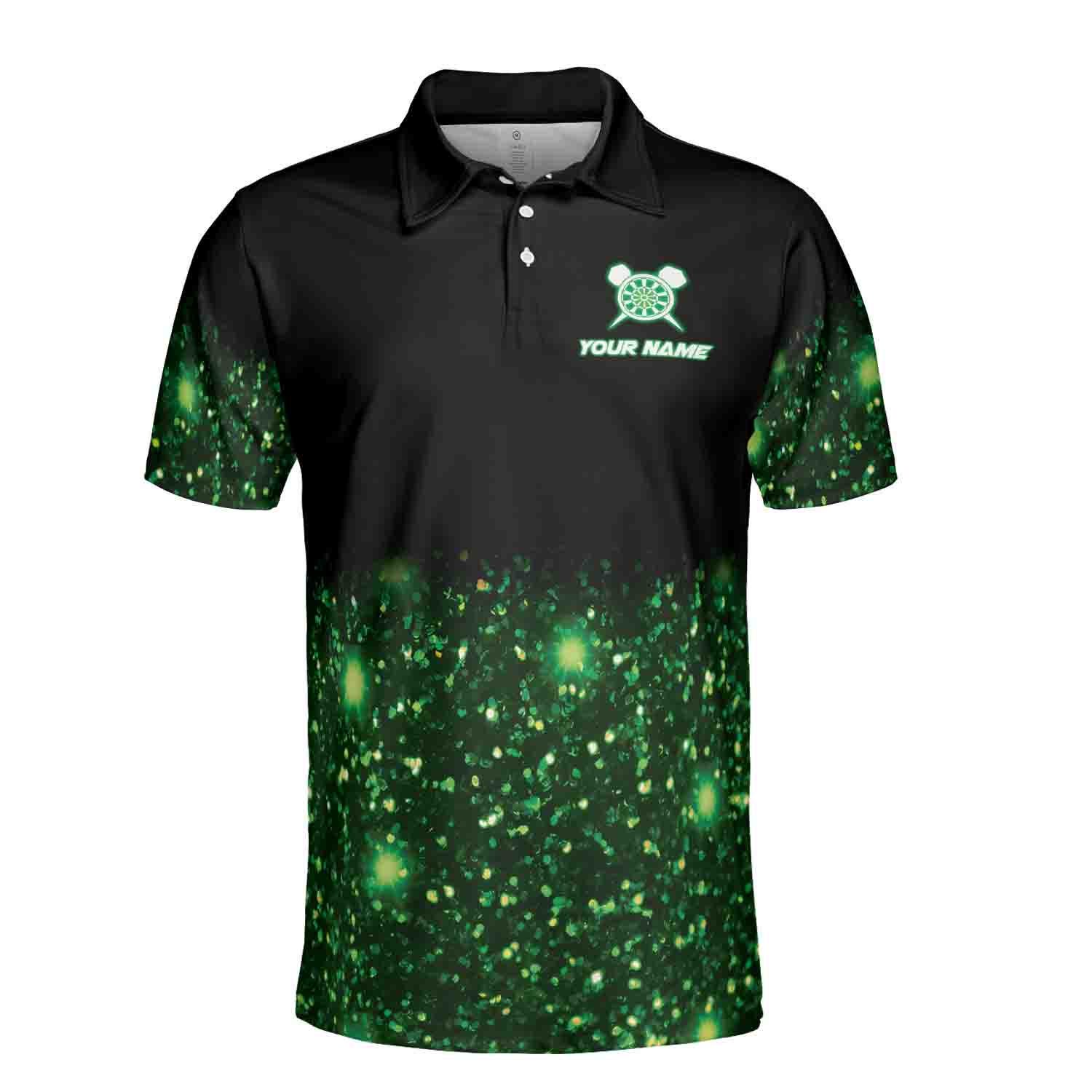 Alternative view of Personalized Darts Dartboard Green Glittering Team Name Men's Polo Shirt