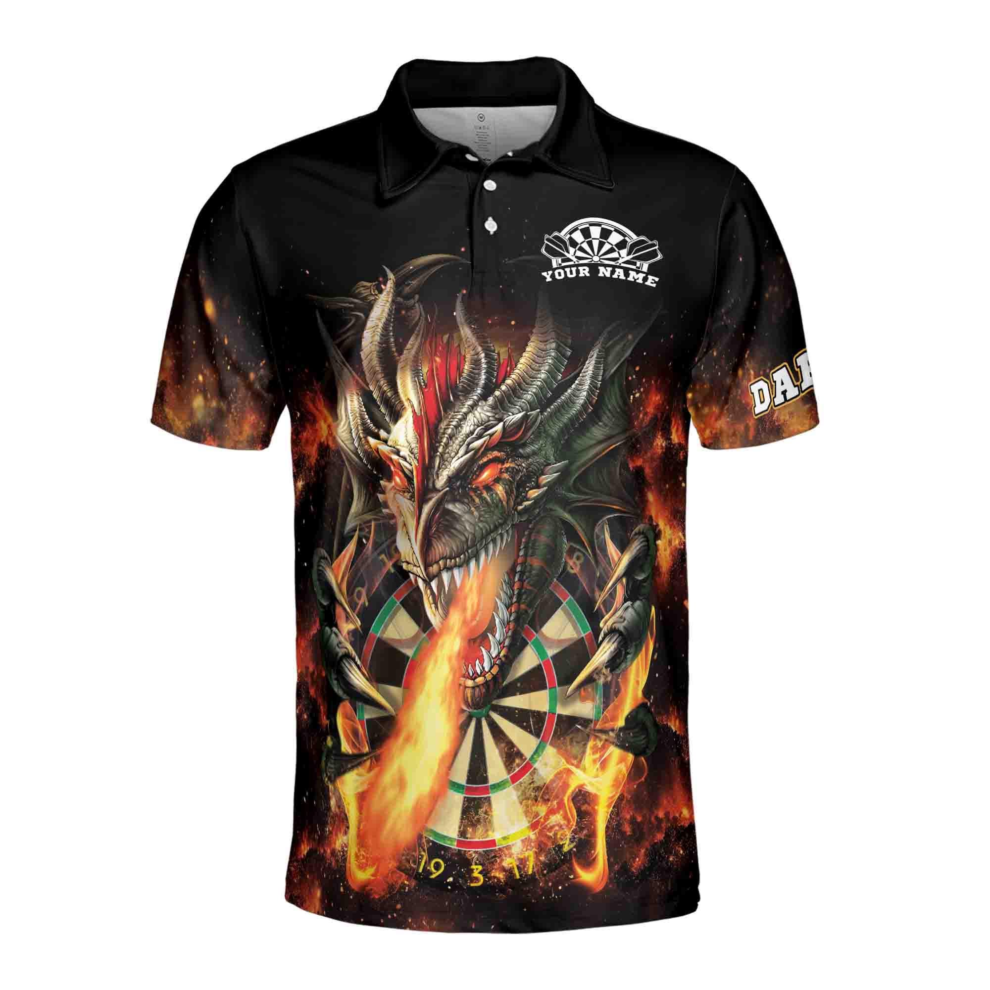 Alternative view of Personalized Darts Dragon Flame Darts Team Men's Polo Shirt