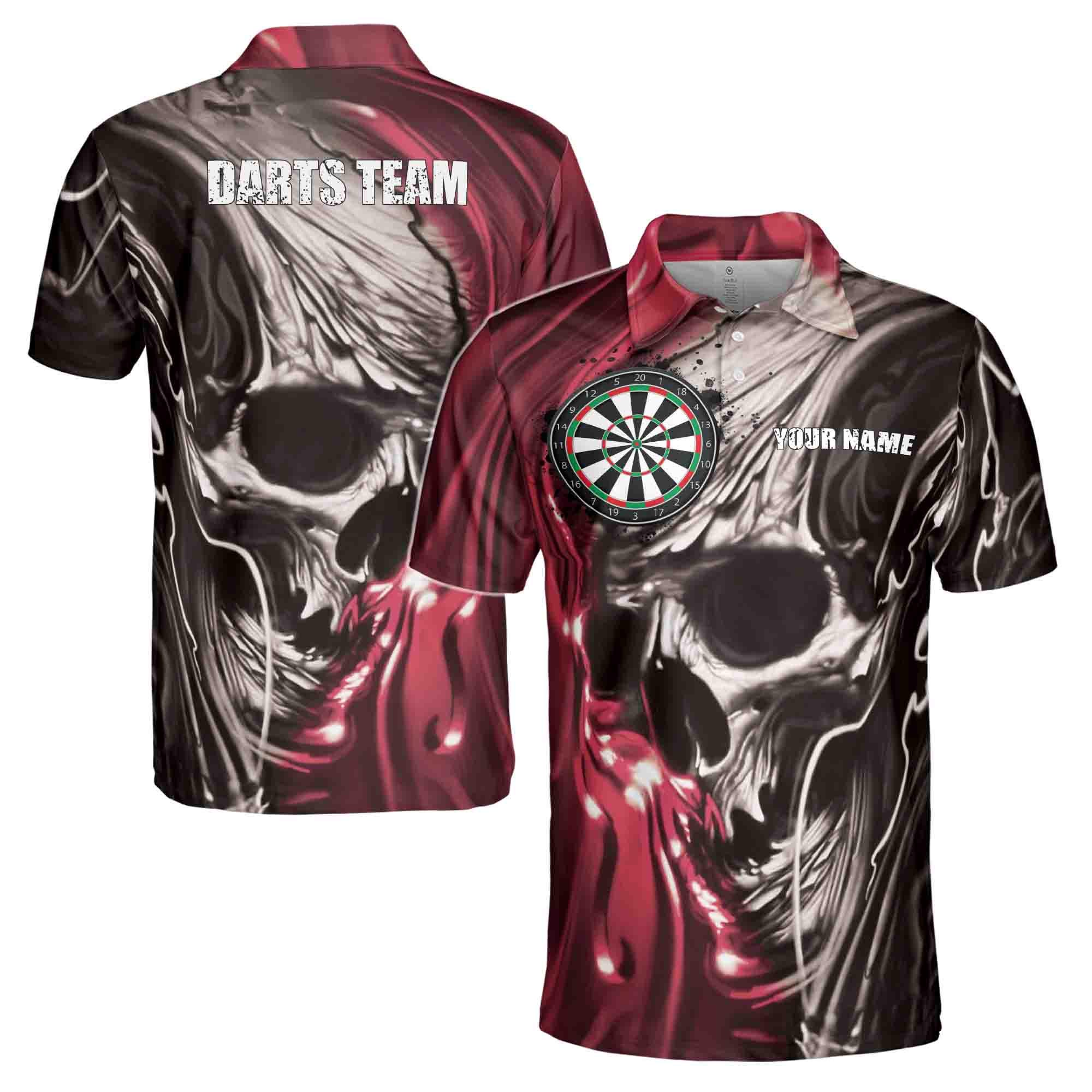 Personalized Darts, Personalized Dart Skull For Team 3D Polo Shirt Size
