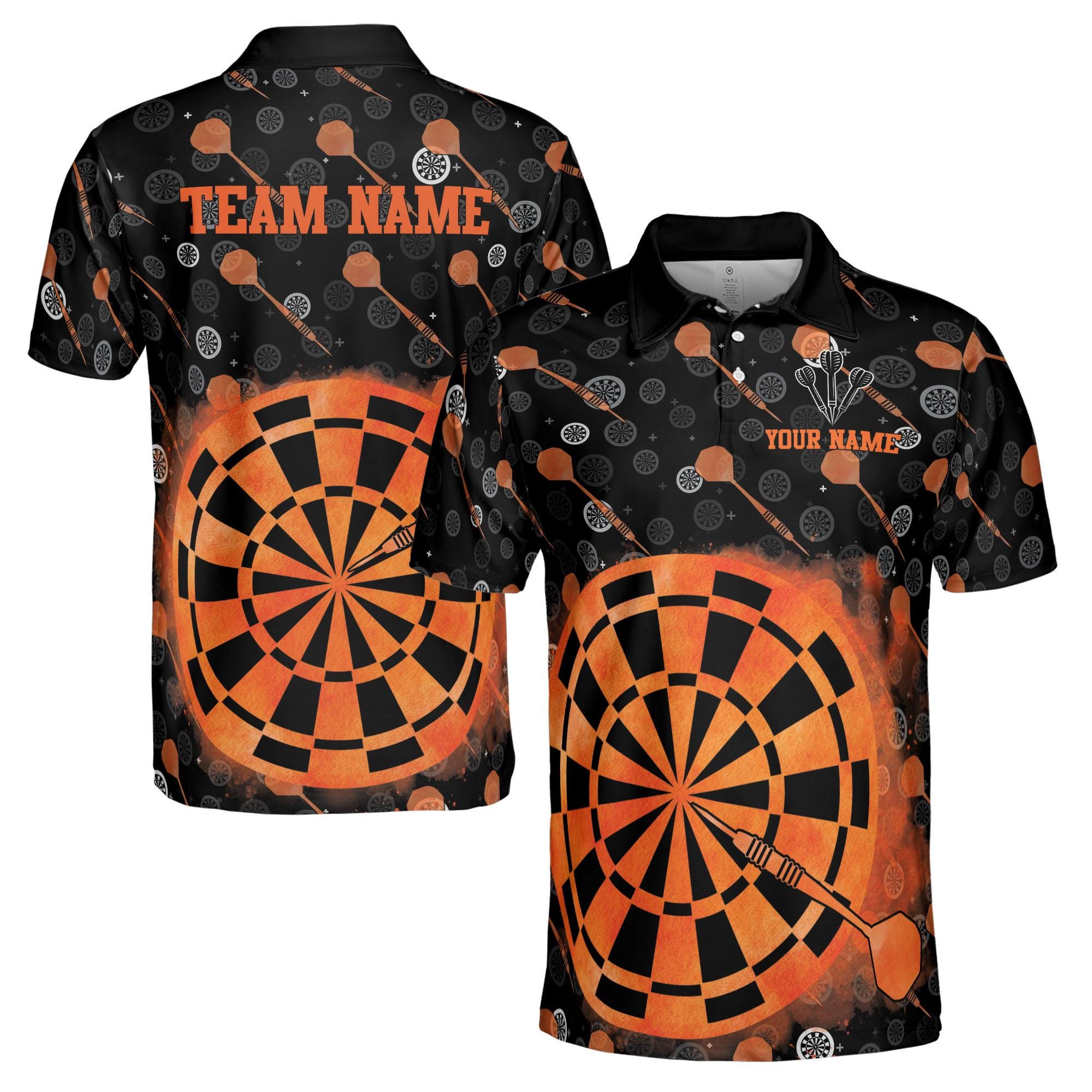 Personalized Darts Team Lover Black and Orange Men's Polo Shirt