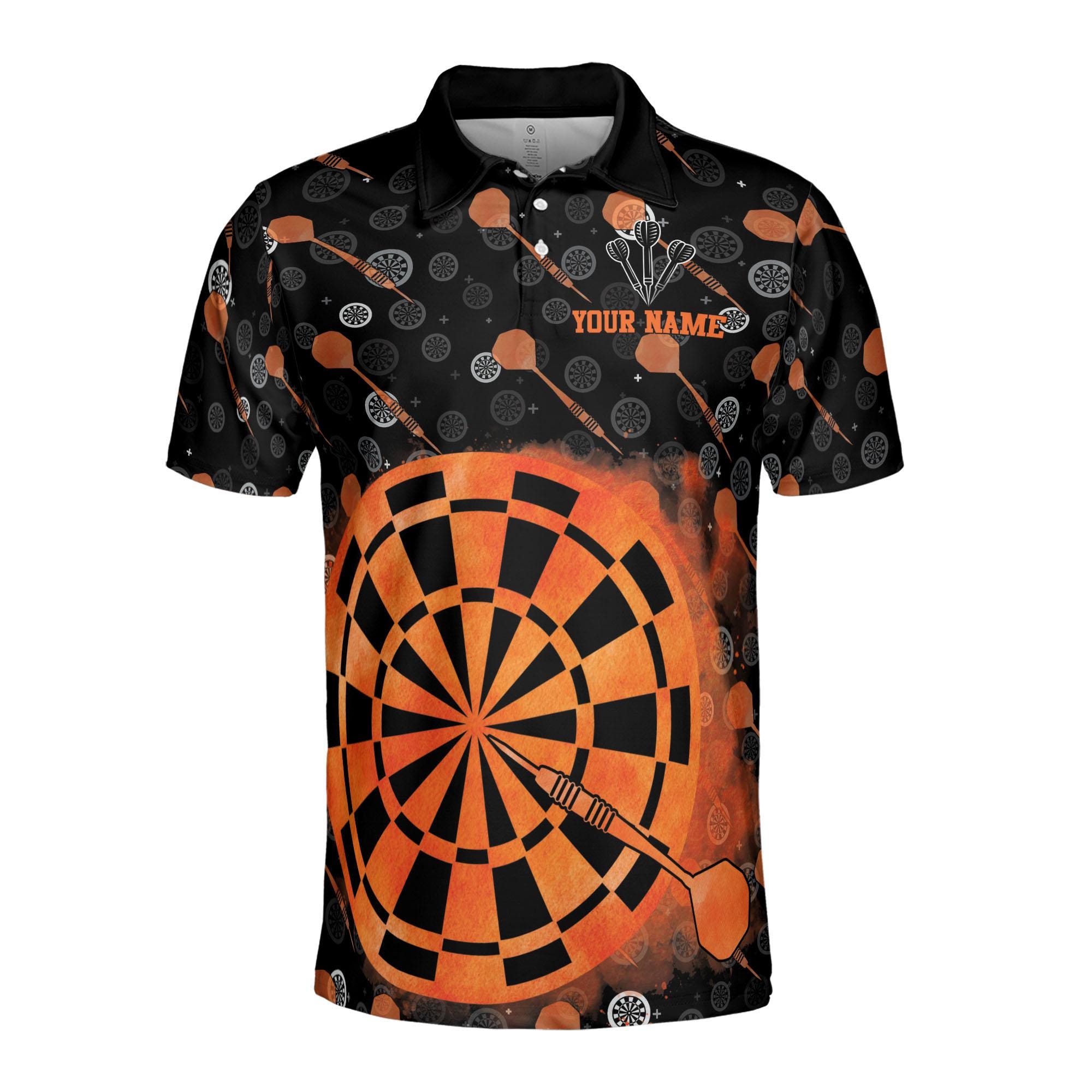 Alternative view of Personalized Darts Team Lover Black and Orange Men's Polo Shirt