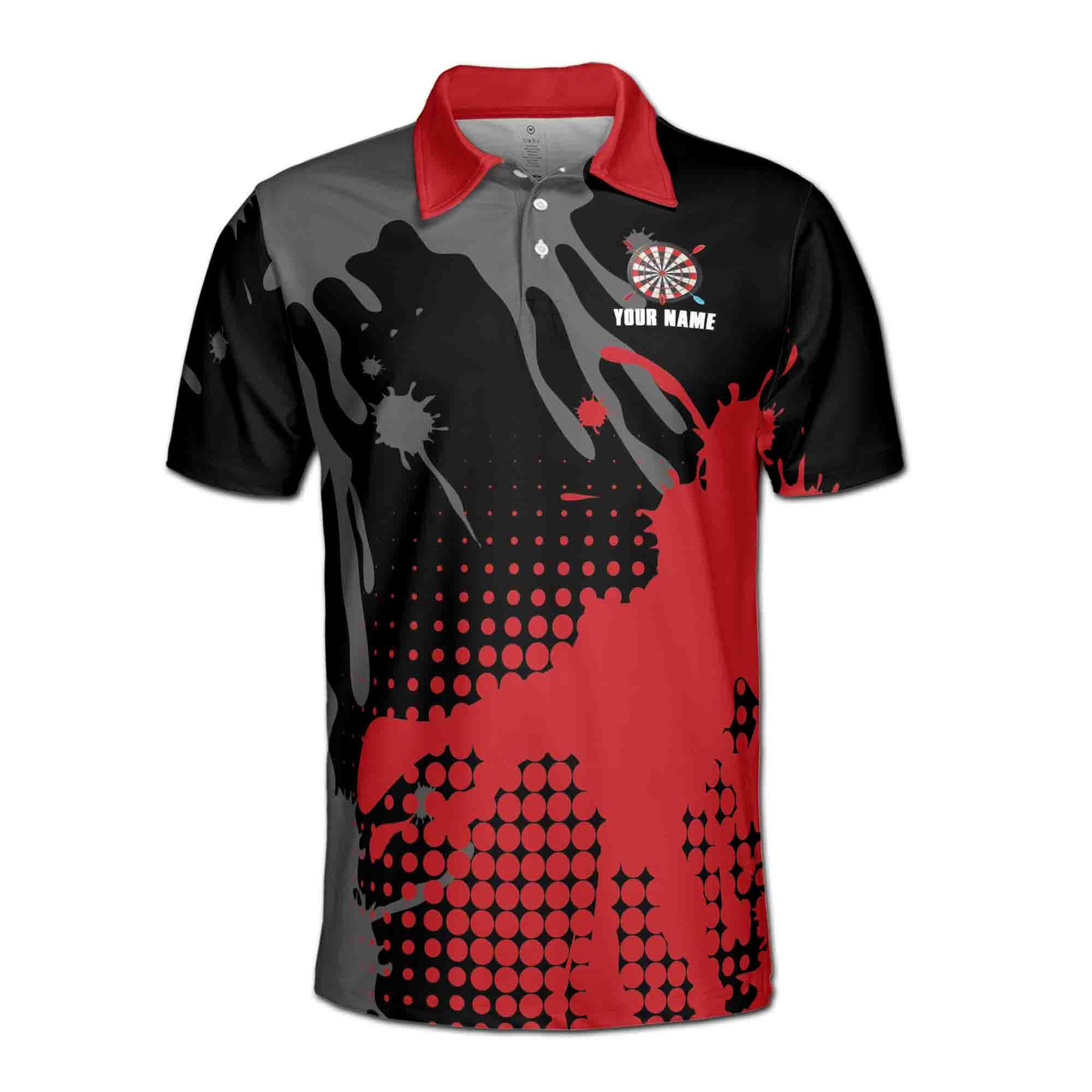Alternative view of Personalized Darts Team Men's Polo Shirt, Red Paint Arrow Design