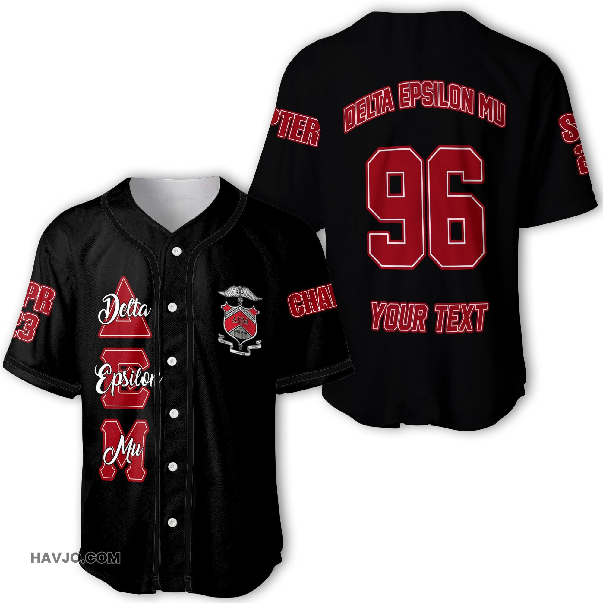 Personalized Delta Epsilon Mu Original Dark Style Baseball Jersey