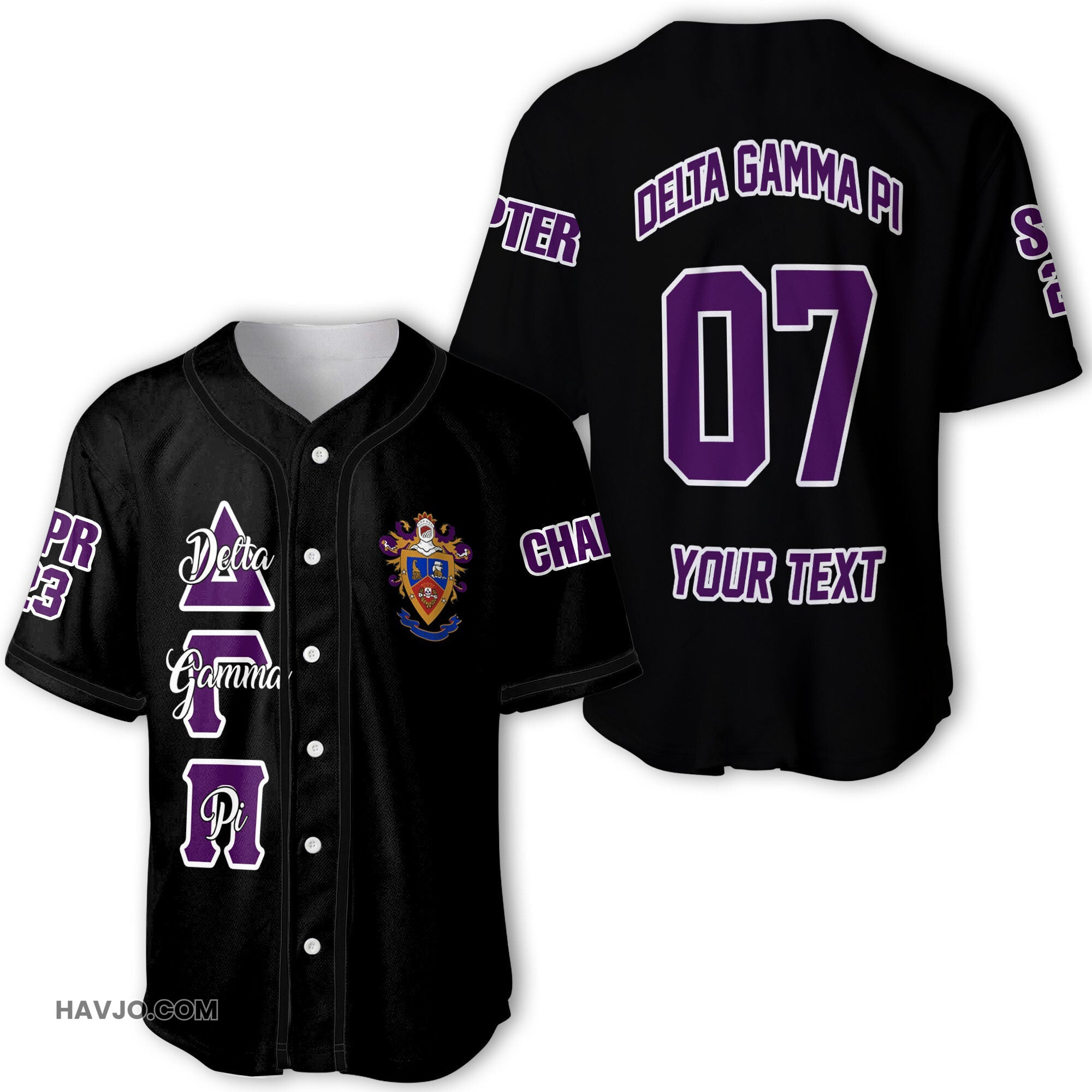 Personalized Delta Gamma Pi Original Dark Style Baseball Jersey