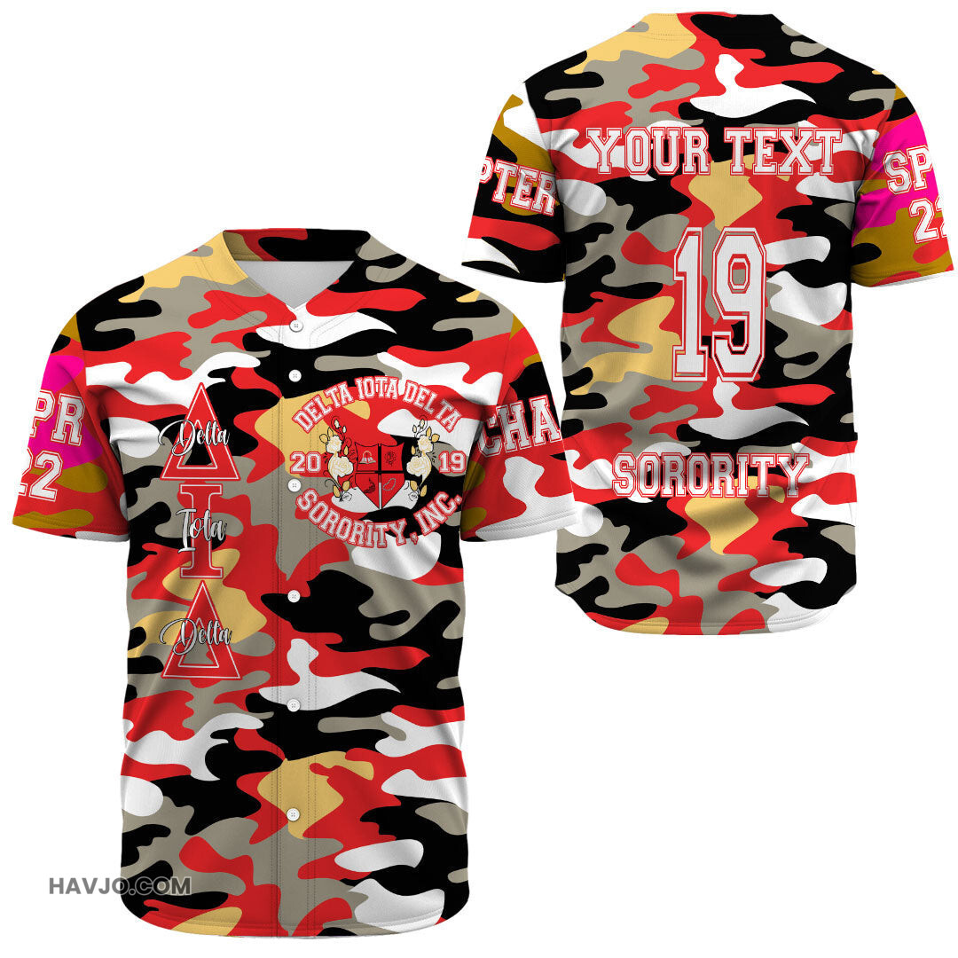 Personalized Delta Iota Delta Camos Baseball Jersey