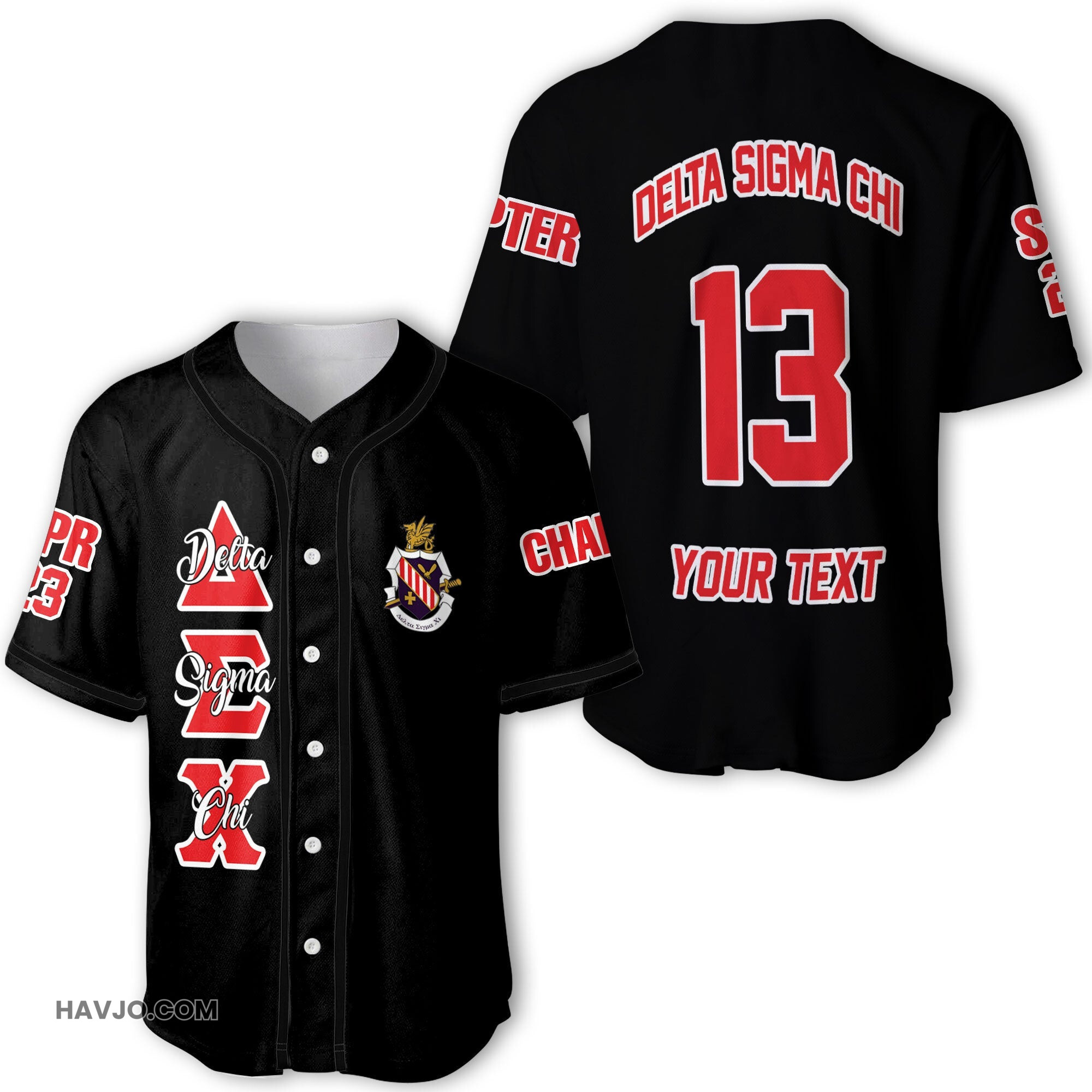Personalized Delta Sigma Chi Original Dark Style Baseball Jersey