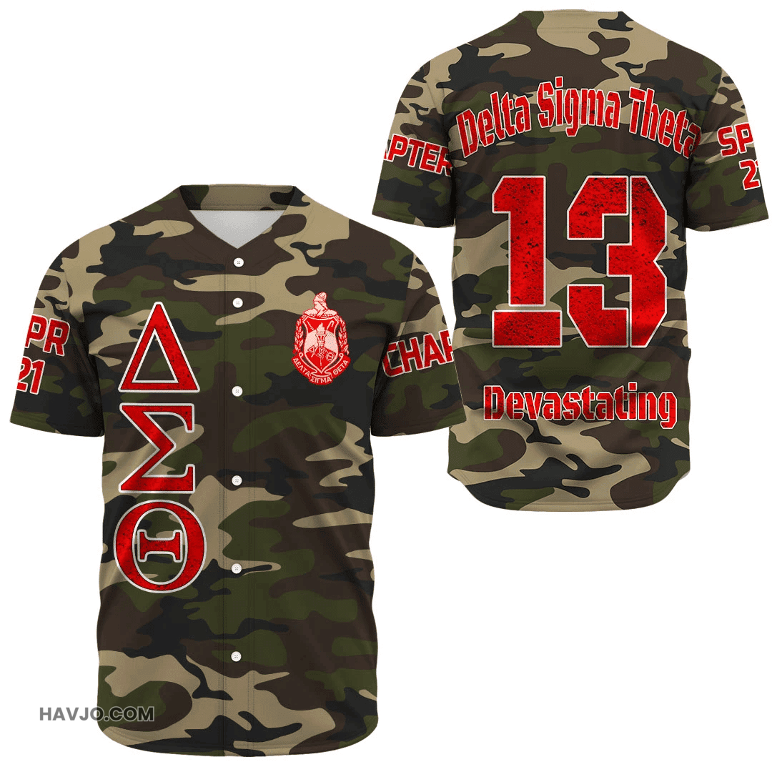 Personalized Delta Sigma Theta Camouflages Baseball Jersey