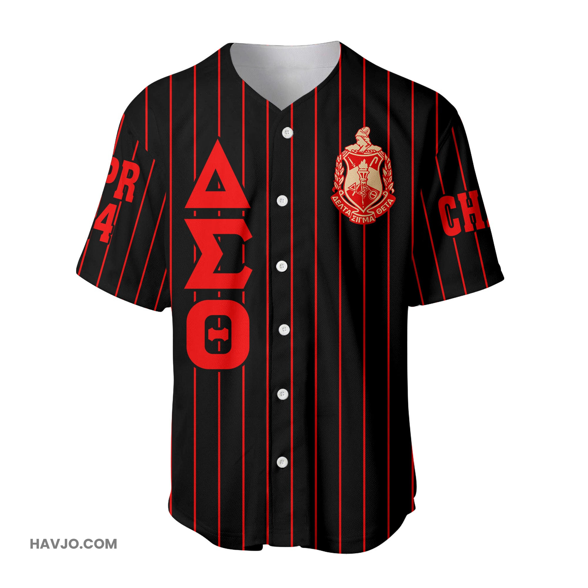 Personalized Delta Sigma Theta Sorority (White) Pin Striped Baseball Jersey