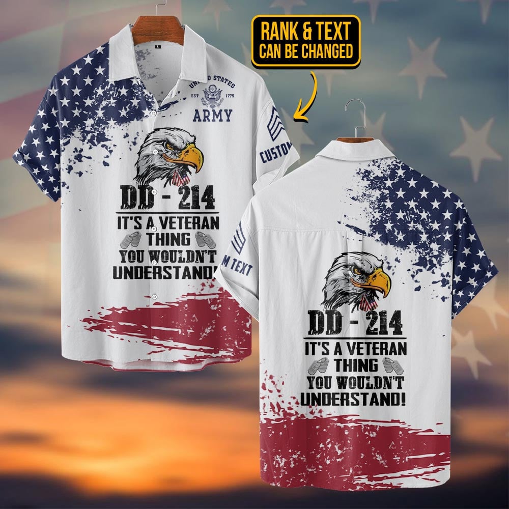 Personalized Eagle DD 214 It's A Veteran Thing You Wouldnt Understand Hawaiian Shirt US Army Shirt