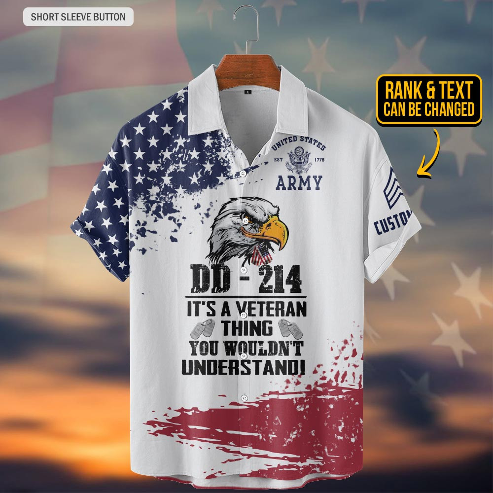 Alternative view of Personalized Eagle DD 214 It's A Veteran Thing You Wouldnt Understand Hawaiian Shirt US Army Shirt