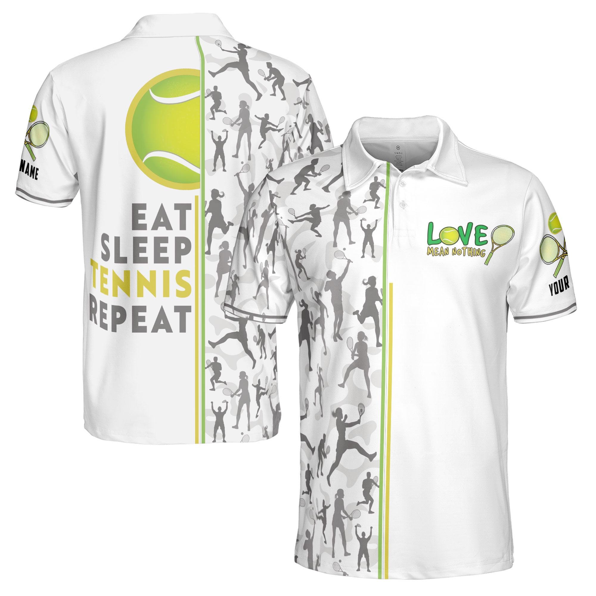 Personalized Eat Sleep Tennis and Repeat Men's Polo Shirt