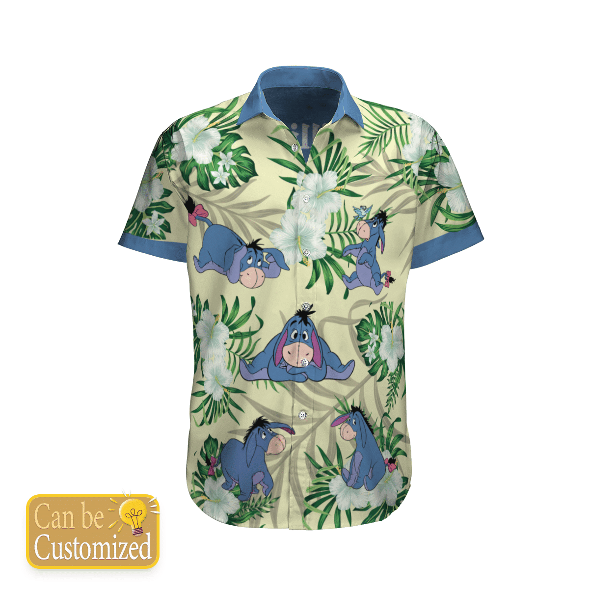Personalized Eeyore Flower Hawaiian Shirt Tropical Aloha Button Up