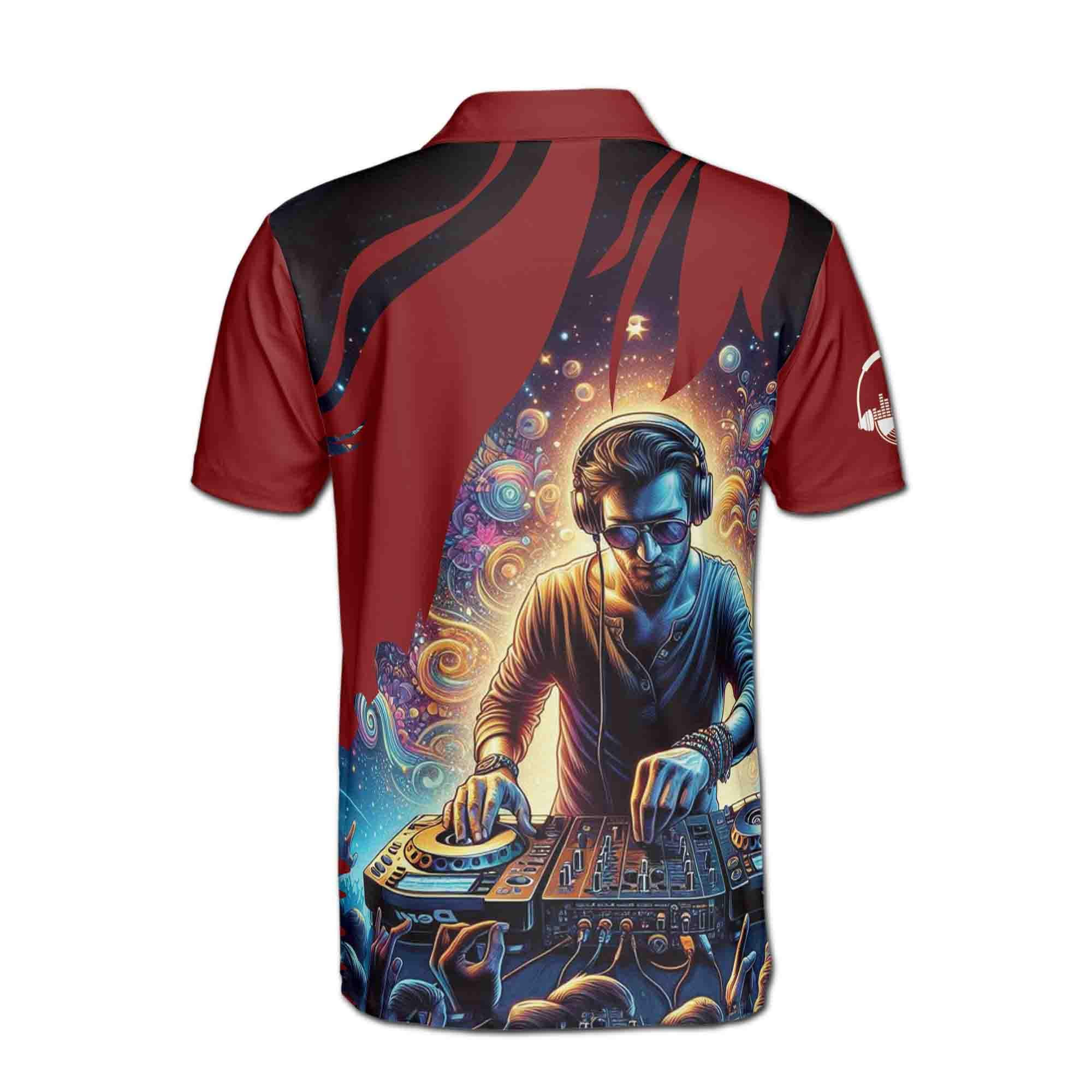 Personalized Energetic DJ Playing The Music Men's Polo Shirt - Image 3