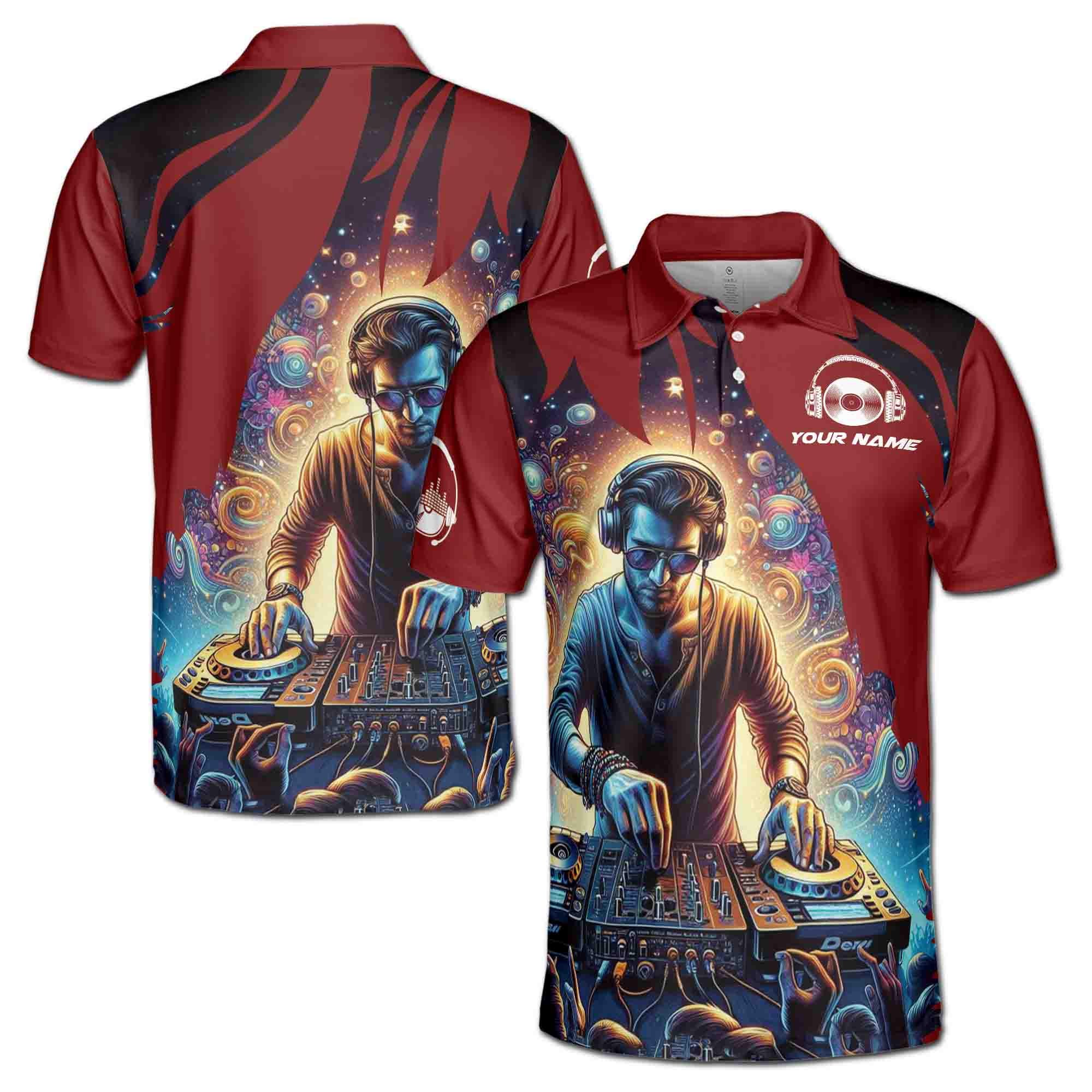 Personalized Energetic DJ Playing The Music Men's Polo Shirt