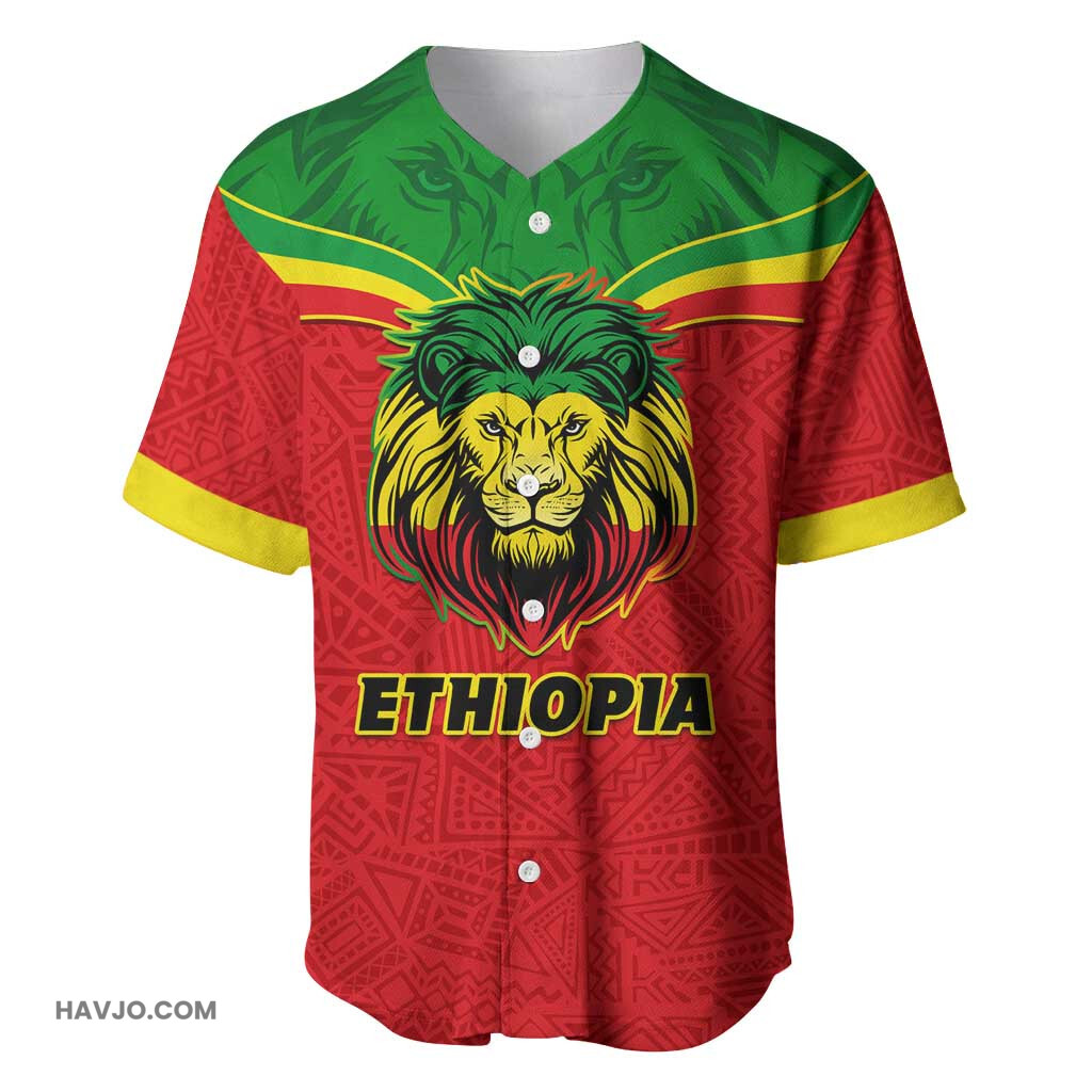 Personalized Ethiopia with Lion of Judah Flag Style Special Version Baseball Jersey