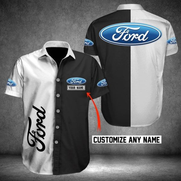 Personalized Ford Car Hawaiian Shirt Tropical Aloha Button Up