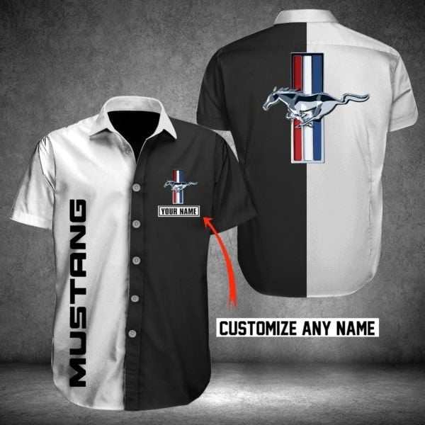 Personalized Ford Mustang Logo Hawaiian Shirt Tropical Aloha Button Up