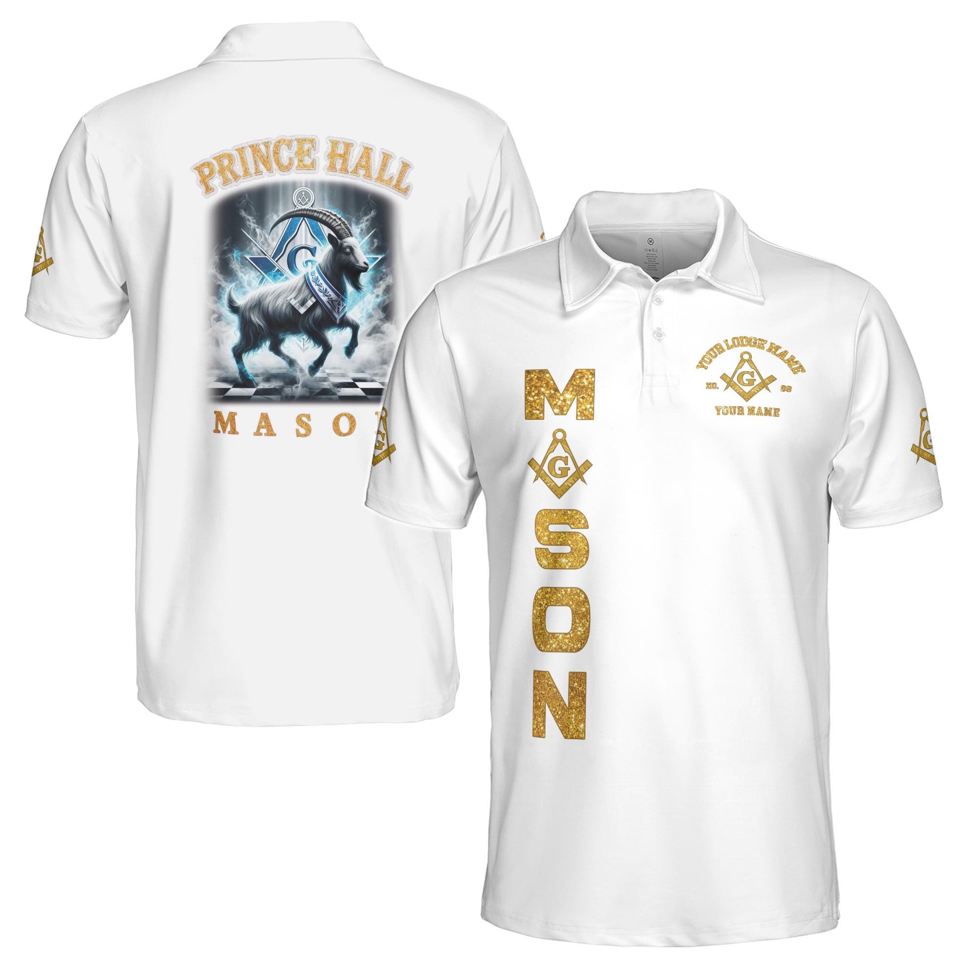 Alternative view of Personalized Freemason Prince Hall Personalized Men's Polo Shirt