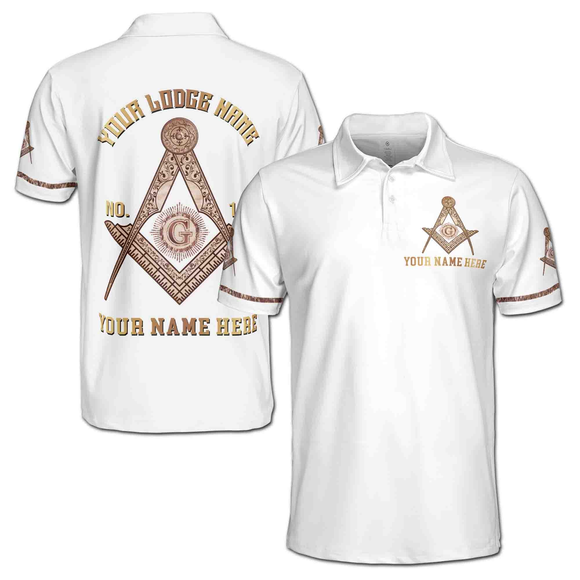 Personalized Freemasonry 3D Print Men's Polo Shirt, Lodge Name & Number