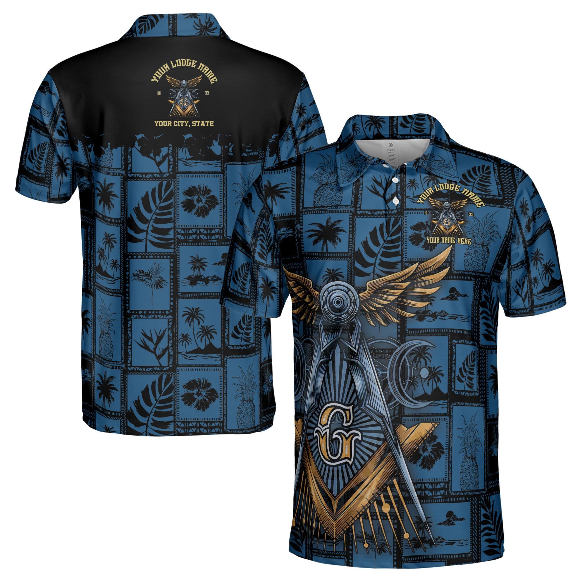 Personalized Freemasonry Masonic Vintage Picture Men's Polo Shirt