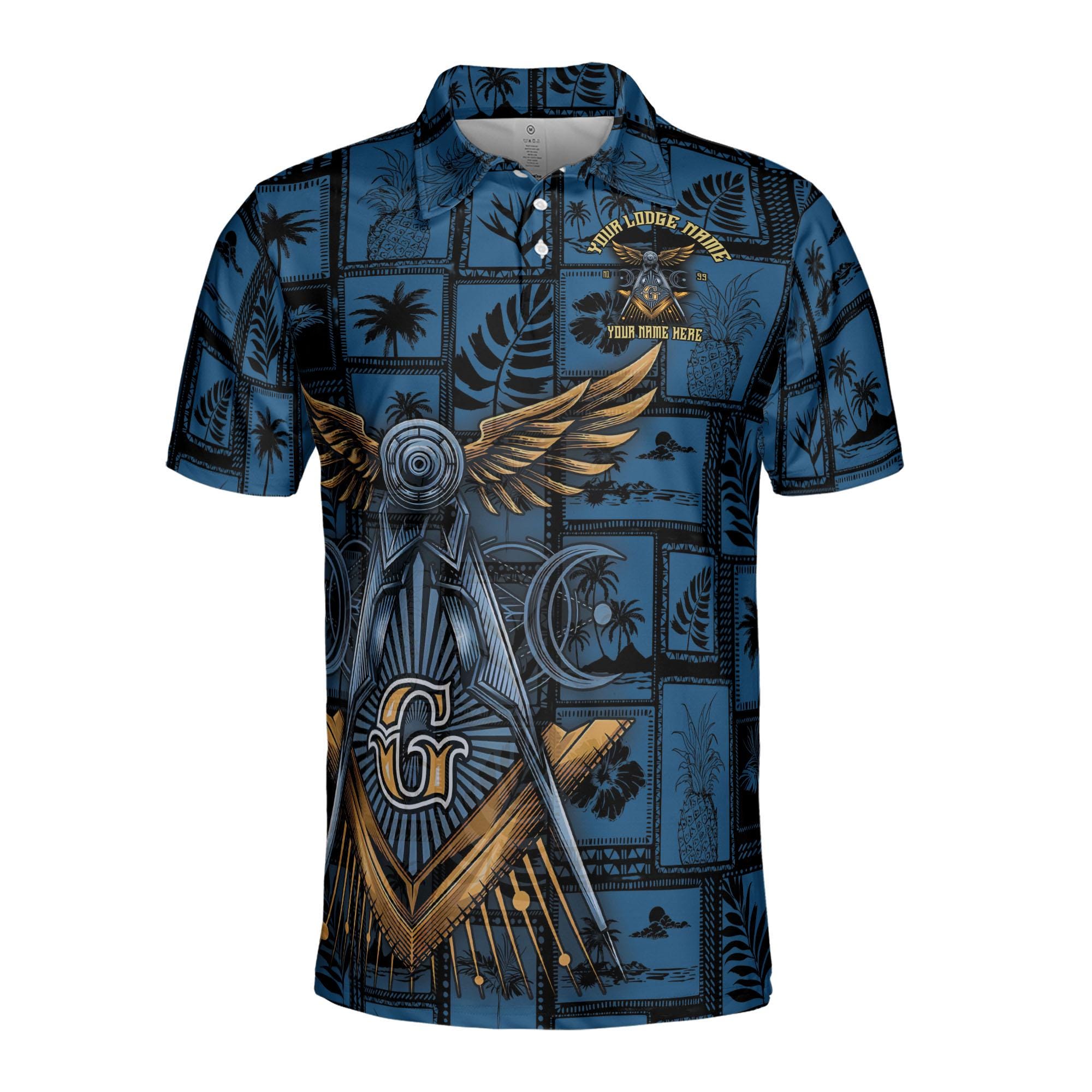 Alternative view of Personalized Freemasonry Masonic Vintage Picture Men's Polo Shirt