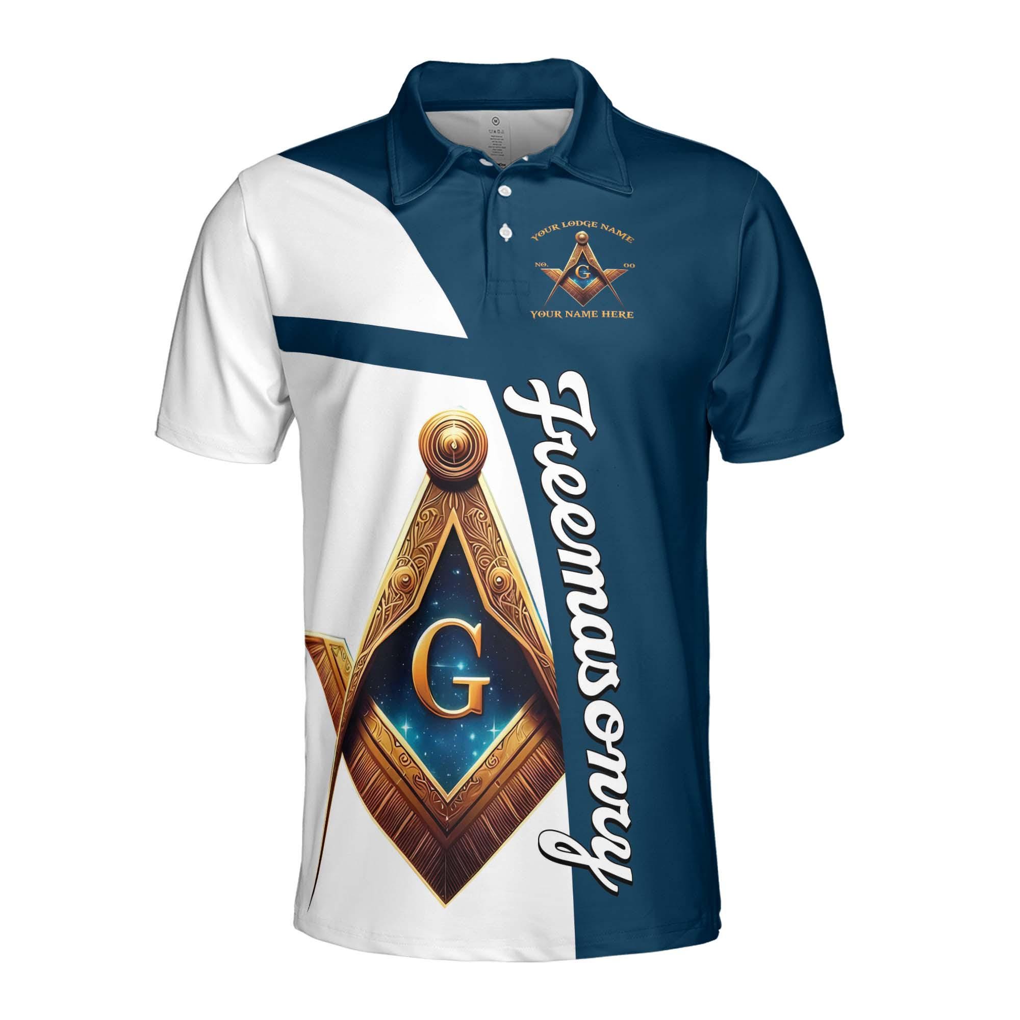 Alternative view of Personalized Freemasonry Master Mason Emblem Men's Polo Shirt