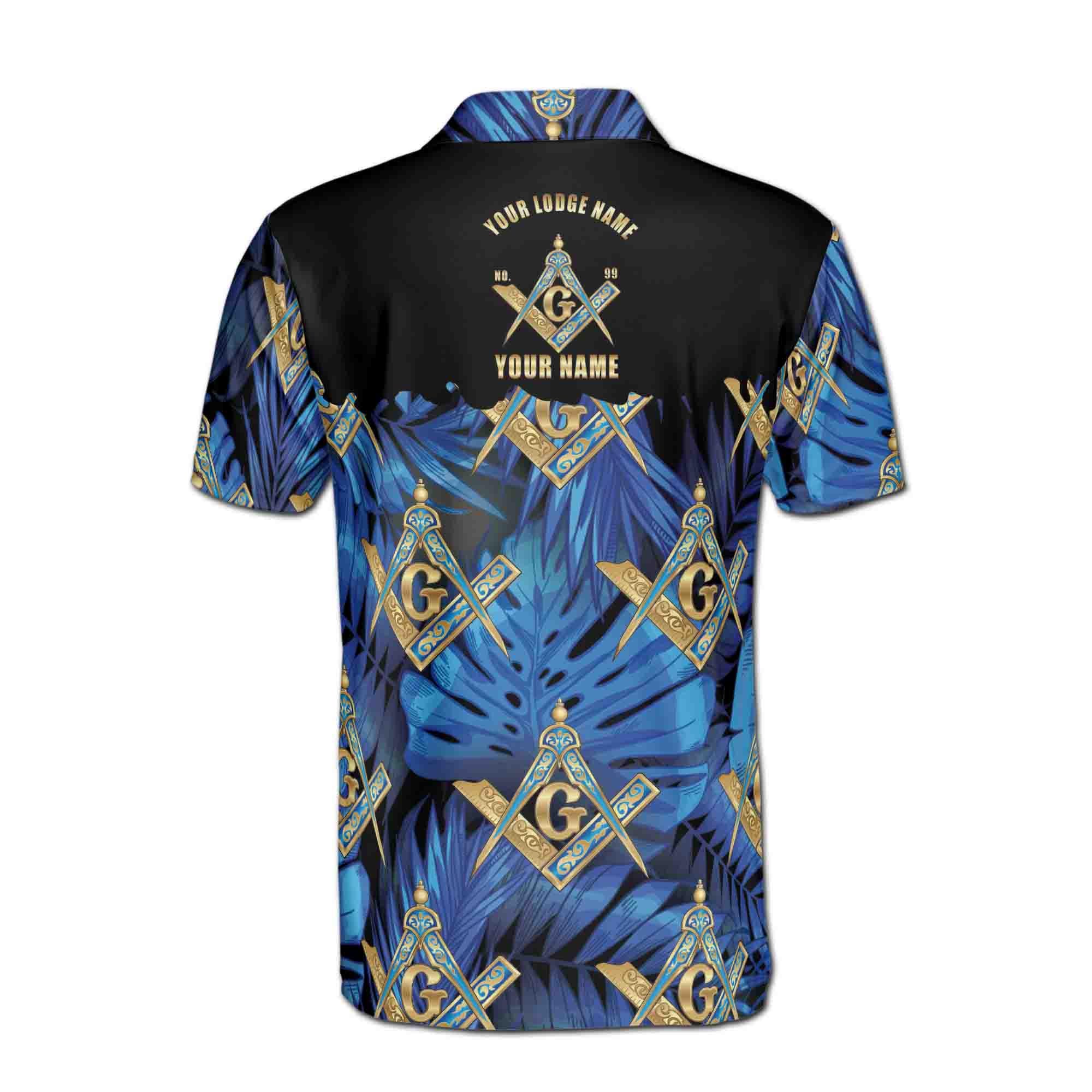Personalized Freemasonry Master Mason Tropical Palm Tree Men's Polo Shirt - Image 3