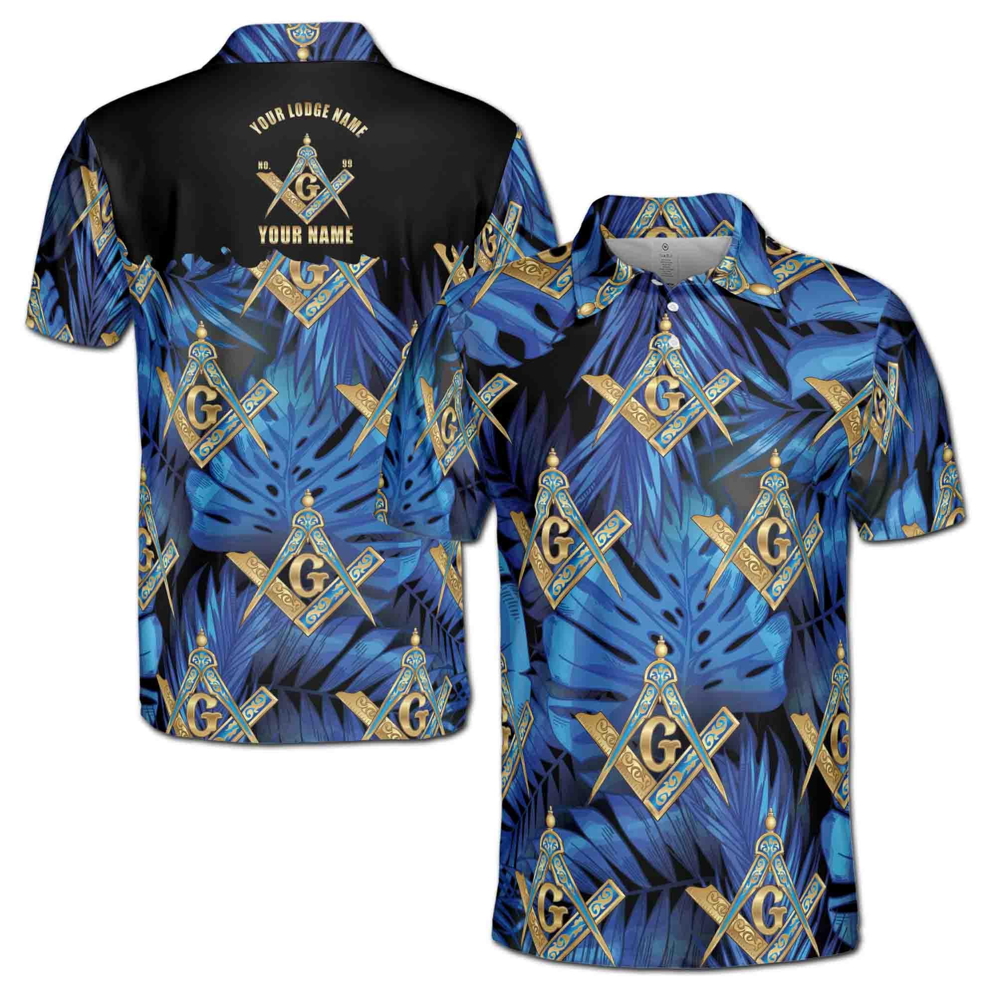 Personalized Freemasonry Master Mason Tropical Palm Tree Men's Polo Shirt