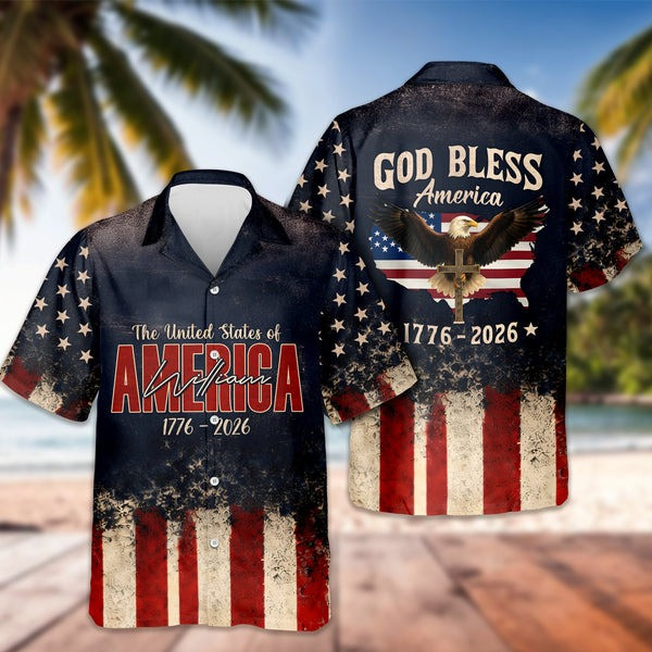 Personalized God Bless America Hawaiian Shirt Independence Day Shirt 4Th Of July Present