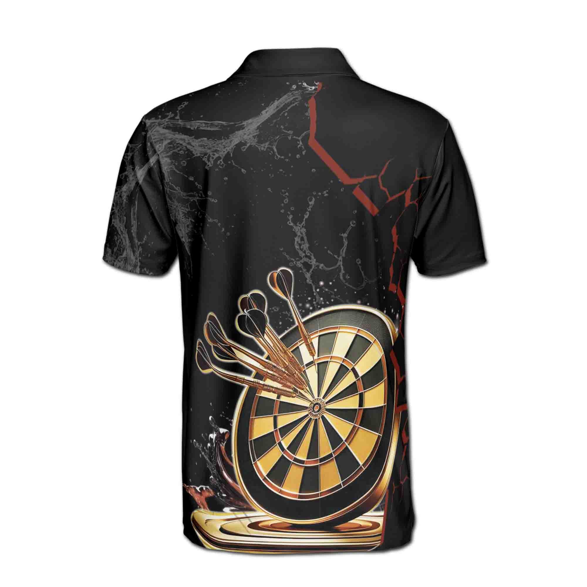 Personalized Golden Darts Team Black Men's Polo Shirt - Image 3